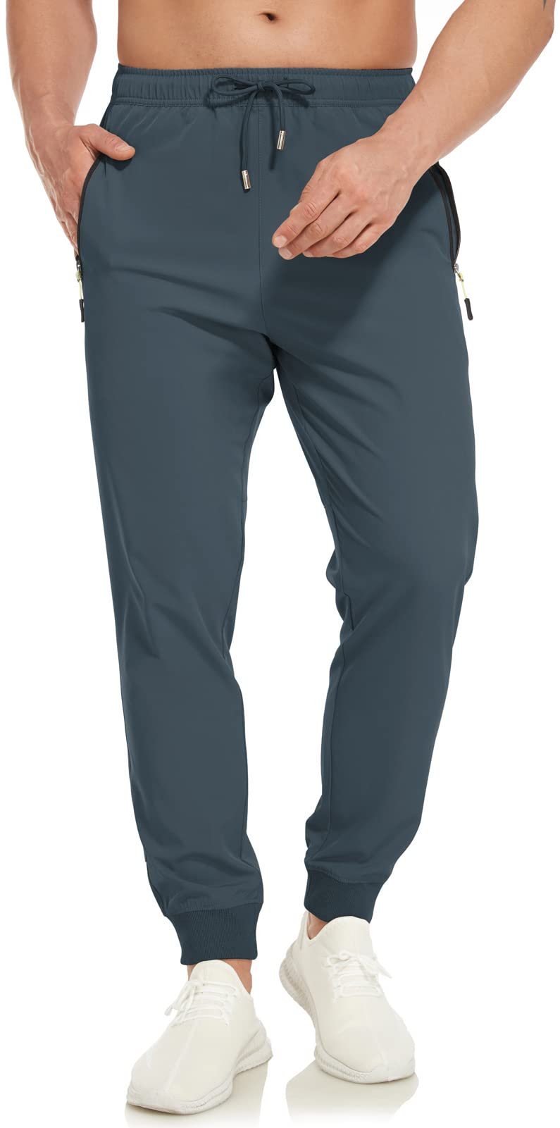 SPOSULEI Men's Lightweight Joggers - Quick Dry Athletic Hiking Pants with Zipper Pockets for Running, Gym & Outdoor Workouts - Perfect for Travel and Casual Wear