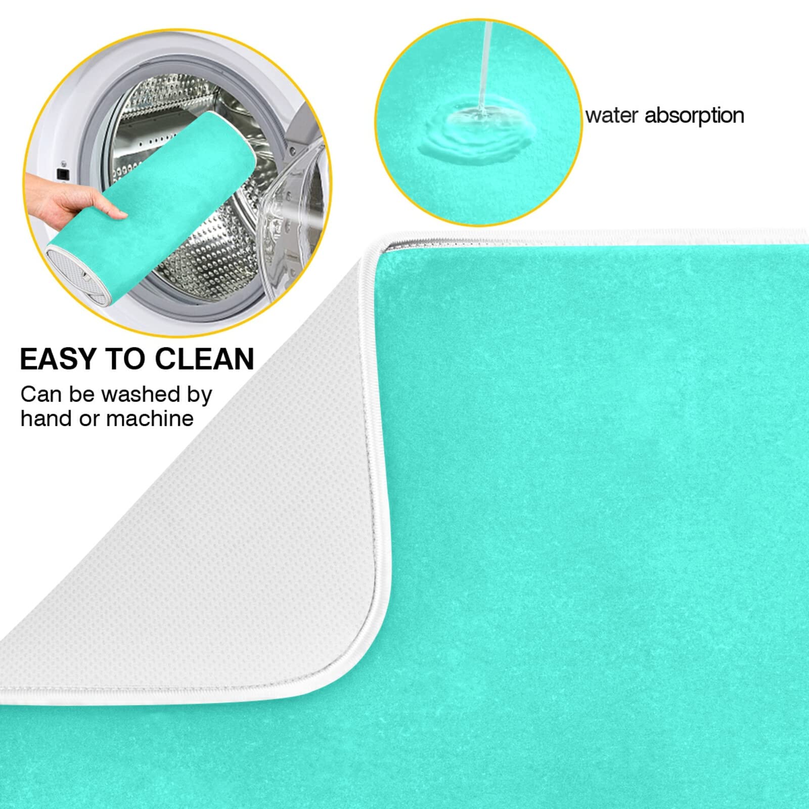 Teal Small Dish Drying Mat XL - 16x18 Inch Microfiber Kitchen Counter Mat, Heat Resistant Turquoise Dish Drainer Pad for Dishes - Perfect for Kitchen Countertops, Sink Areas & Dish Rack Organization