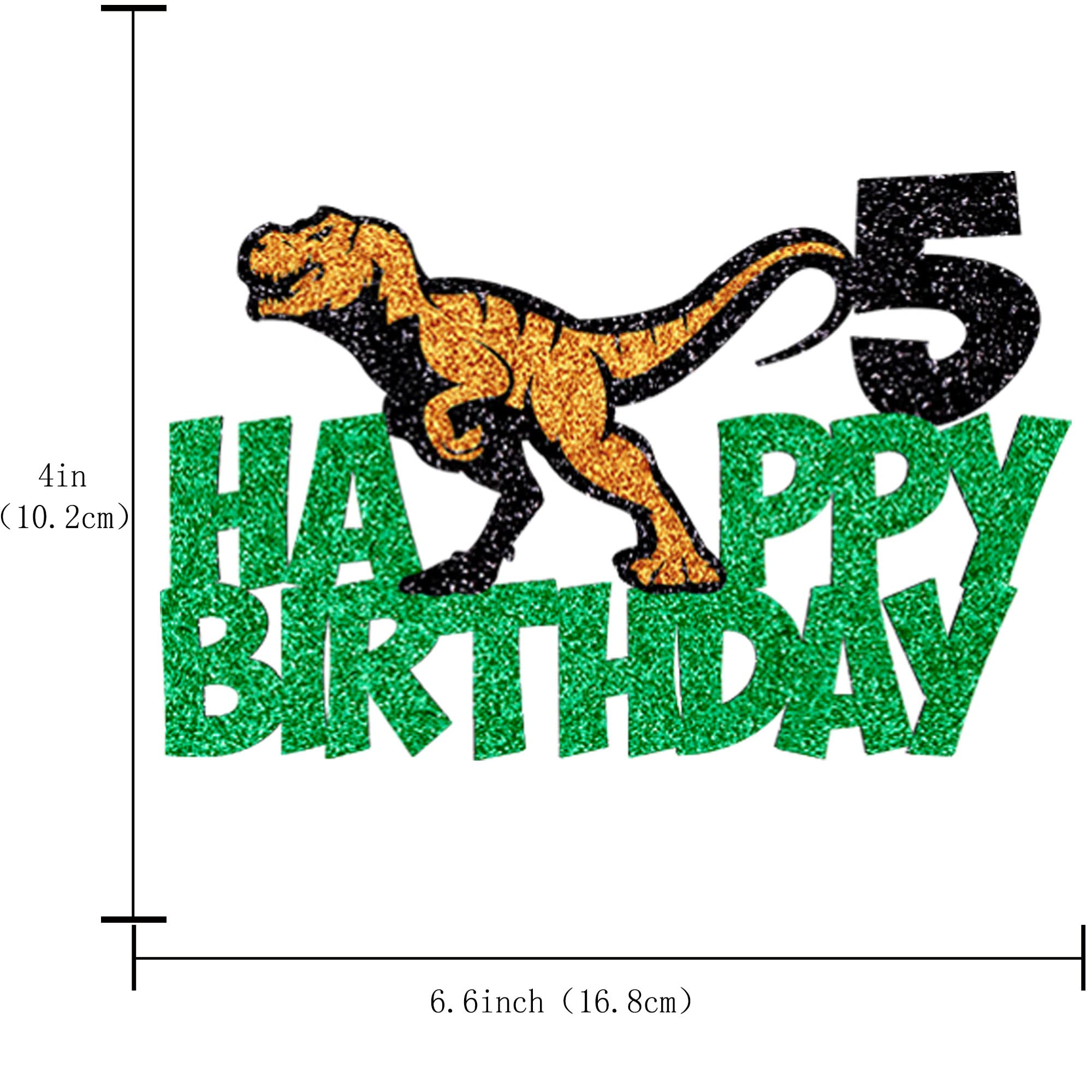 5th Birthday Dinosaur Cake Topper - Tyrannosaurus Rex Party Decoration for Kids Birthday, Happy Birthday Cake Decorations - Perfect for Dinosaur Themed Birthday Parties and Cake Decorating