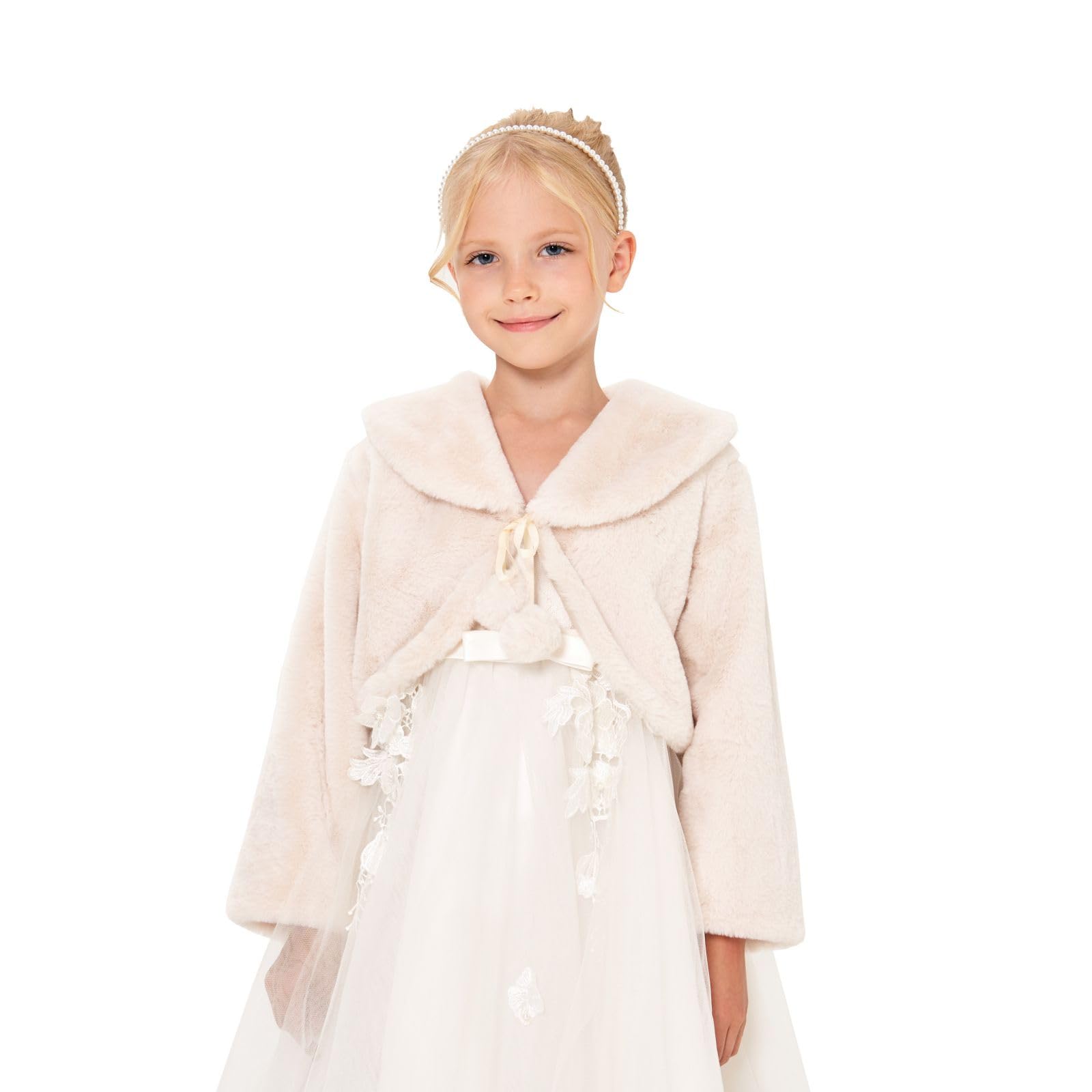 Girls Faux Fur Dress Coat - Flower Girl Bolero Jacket & Princess Cape for Winter (Ages 1-10) | Perfect for Weddings, Pageants, and Holiday Photos