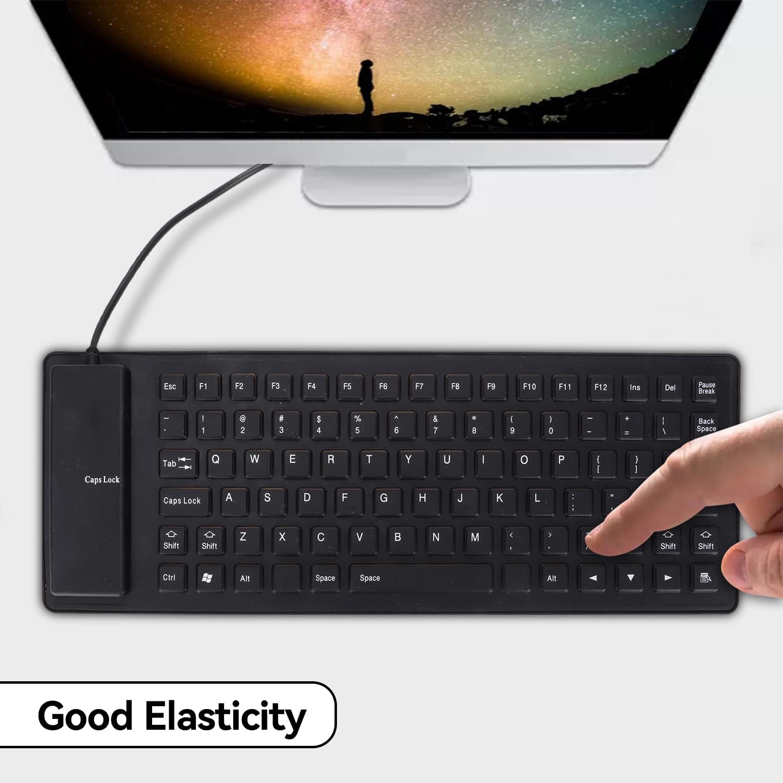 Foldable Silicone USB Keyboard 85 Keys - Waterproof, Silent & Portable Soft Keyboard for Laptop, PC, Mac - Perfect for Travel, Office & Home Use (Black)