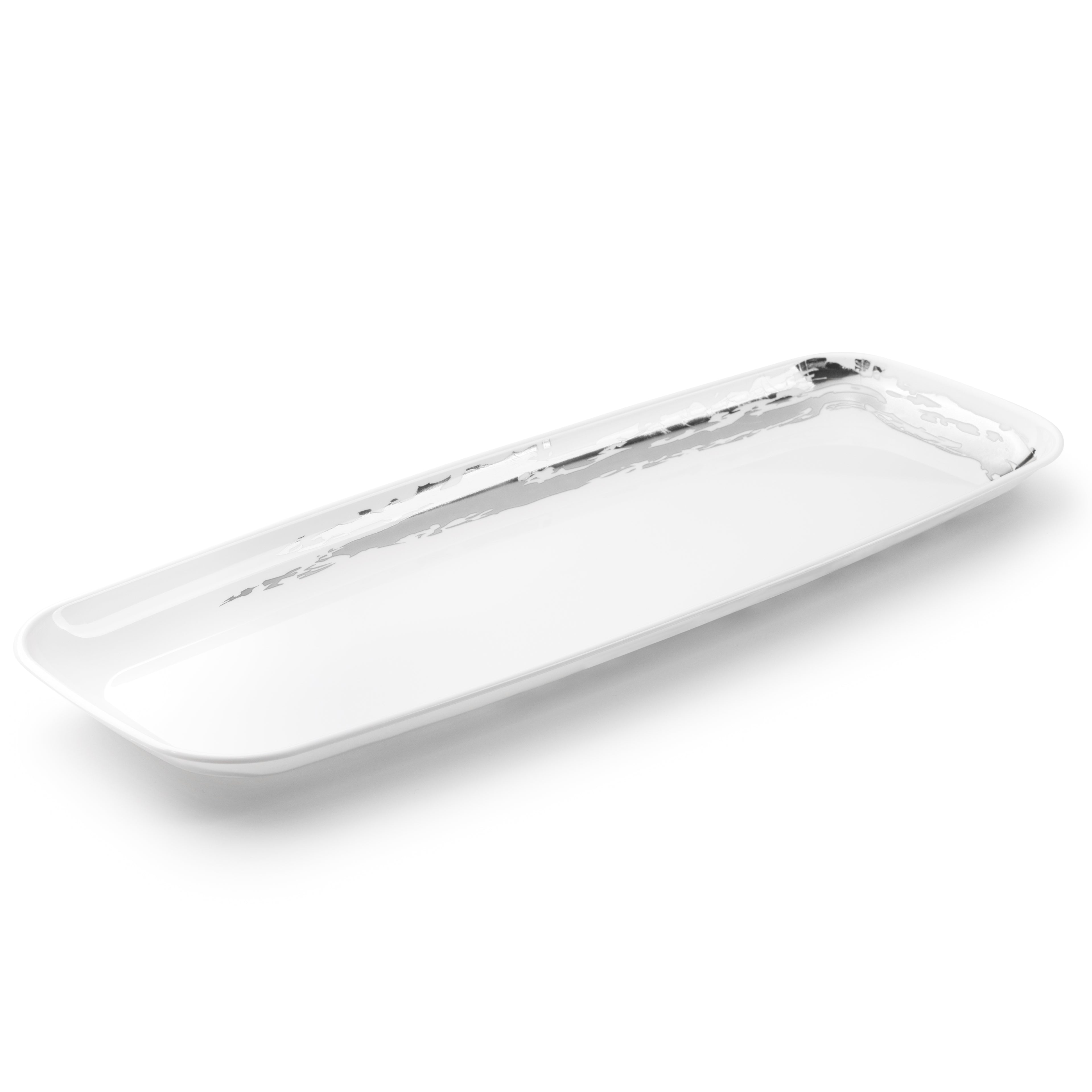 Premium White and Silver Oval Serving Dishes - 2 Pack Set for Elegant Dinner Parties, Buffets, and Holiday Entertaining