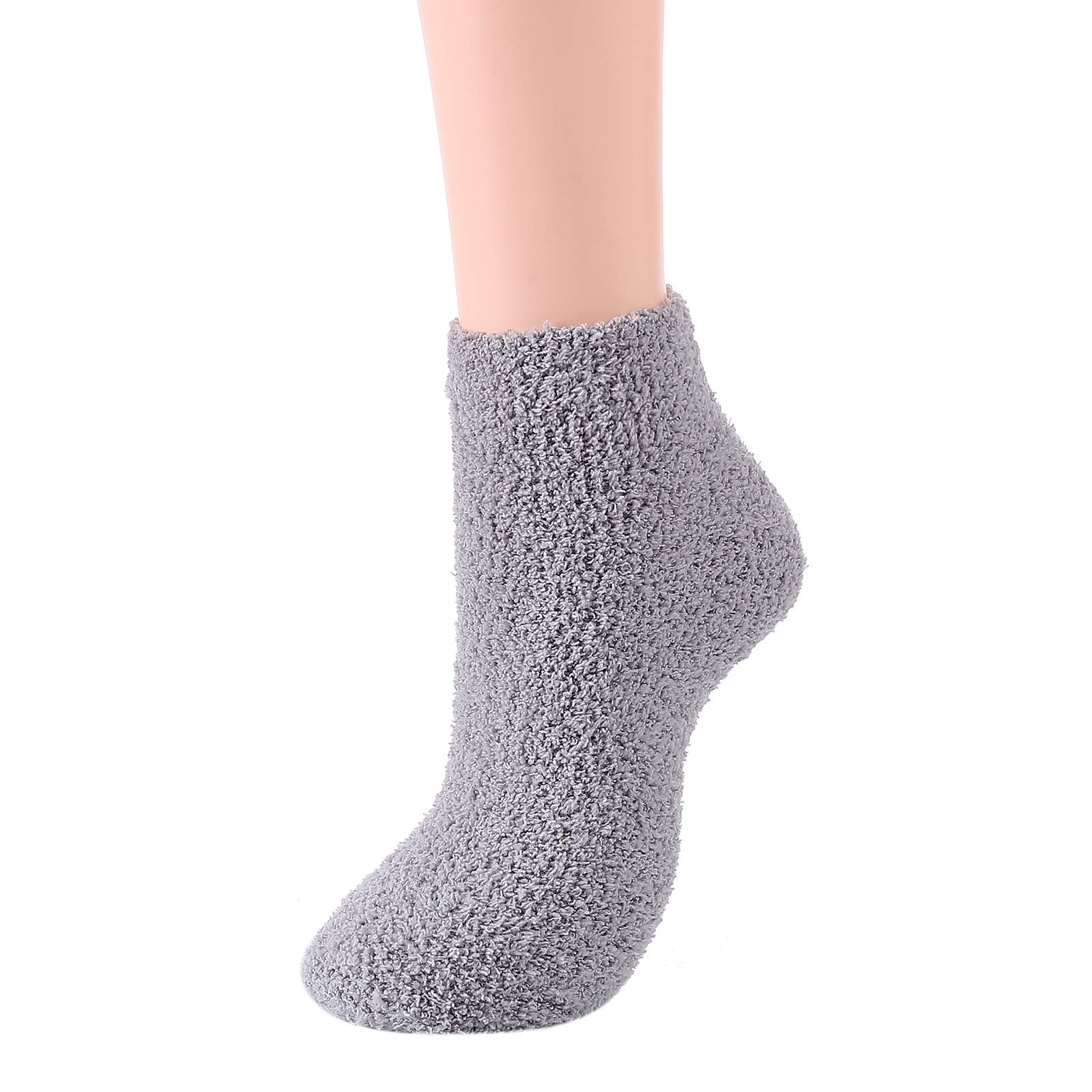 Warm Fluffy Fuzzy Socks for Women & Girls - Cozy Winter Fleece Slipper Socks (4 Pairs, Black & Gray) - Perfect for Christmas Gifts, Holiday Comfort & Home Relaxation