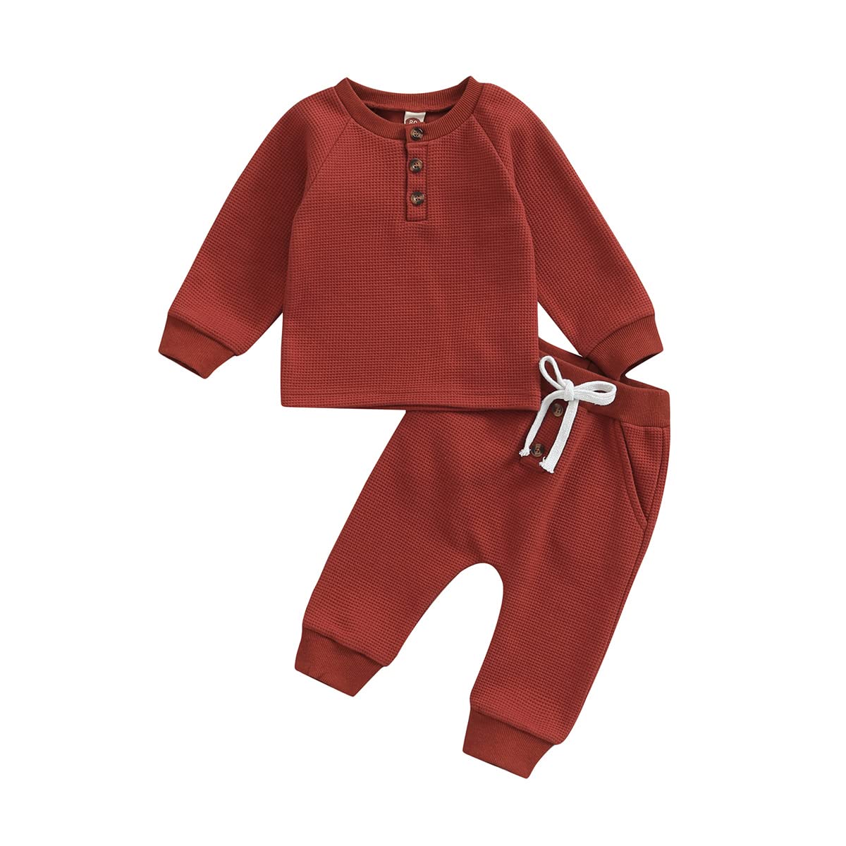 Adorable Neutral Baby Boy Clothes Set - Soft Waffle Knit Sweatshirt & Pants for Newborns & Toddlers | Perfect for Playdates, Family Photos & Everyday Comfort