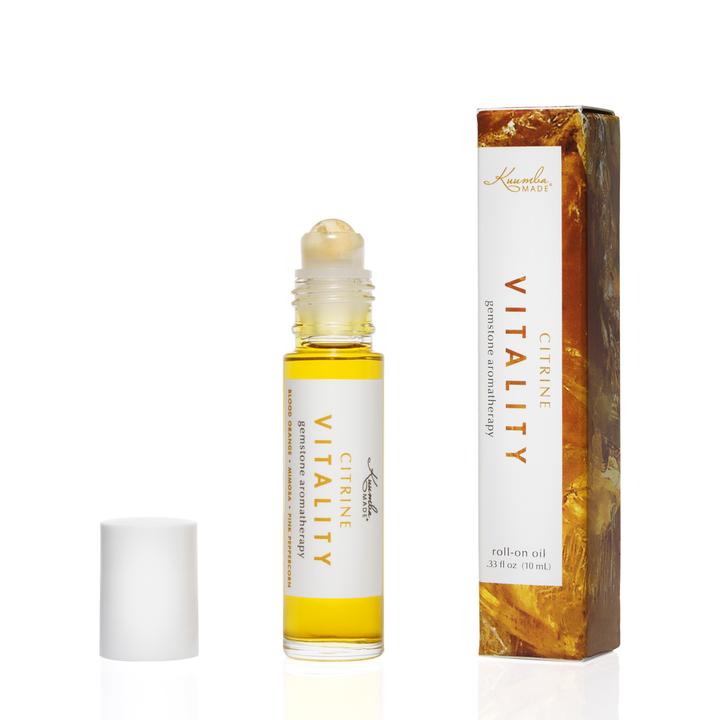 Citrine Gemstone Aromatherapy Roll On - Natural Essential Oil Diffuser for Stress Relief & Positive Energy | Perfect for Yoga, Meditation & Home Relaxation