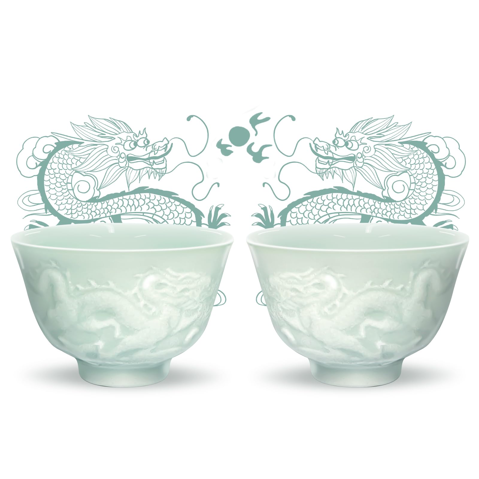 Handmade Japanese Style Ceramic Teacups - 1.5oz/45ml Handle-Less Tea Cups Set of 2, Perfect for Matcha, Sencha, Sake & Small Desserts | Elegant Tea Ceremony & Asian Dining Experience