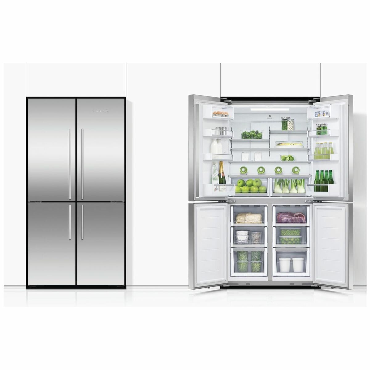 Fisher & Paykel 605L Quad Door Refrigerator Stainless Steel RF605QDVX2 - Large Capacity French Door Fridge for Modern Kitchen & Entertaining