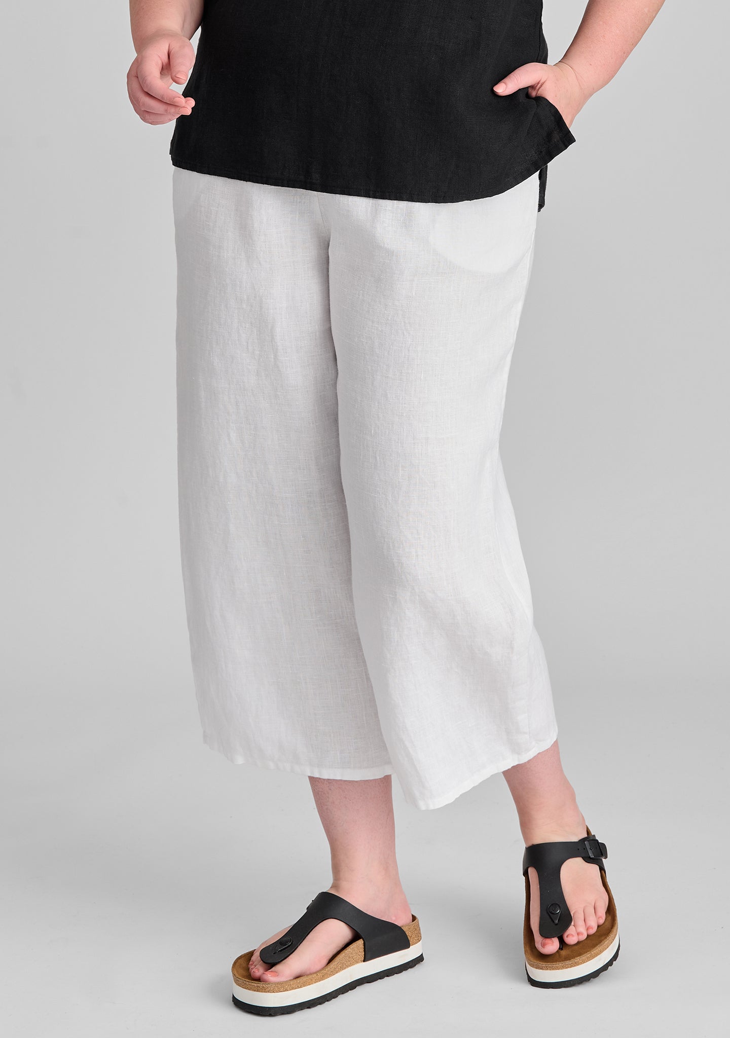 Floods Linen Pants with Elastic Waist - Comfortable Summer Casual Pants for Women, Lounge Wear, Travel & Beach