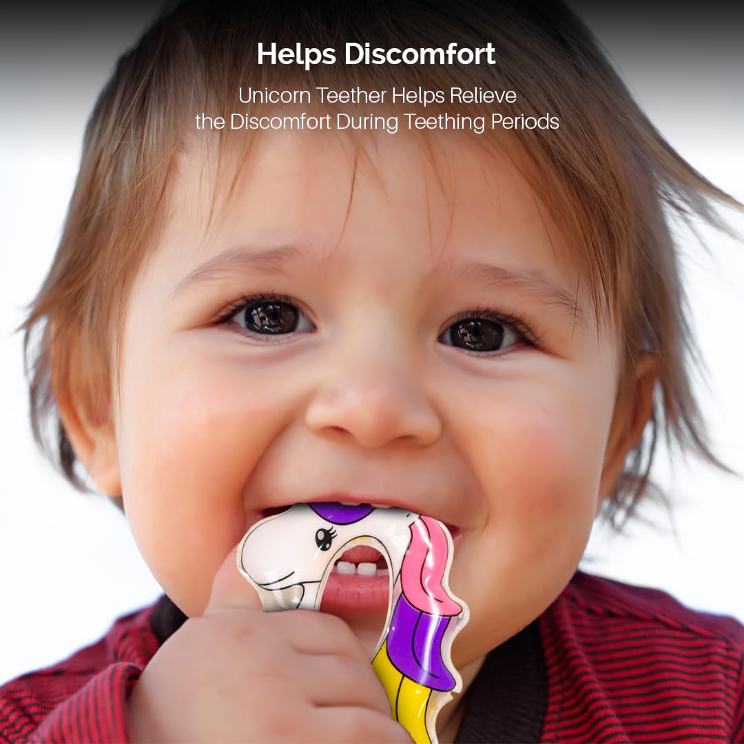 Ratna's Unicorn Teether - Non-Toxic Water Filled Teething Toy for Infants & Babies | BPA & Phthalate Free, Safe Chewable Soother for Teething Pain Relief | Perfect for Home, Travel & Daycare Use