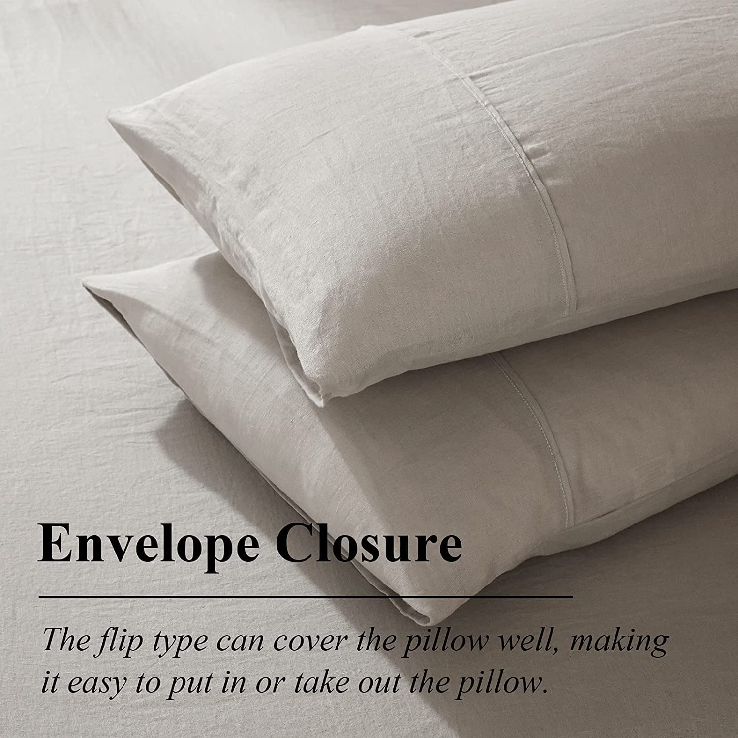 Ivellow 100% Washed French Flax Linen Duvet Cover Set King Size - Soft, Breathable & Cooling Natural Linen Bedding (1 Duvet Cover + 2 Pillowcases) for Luxury Bedroom & Guest Room Decor