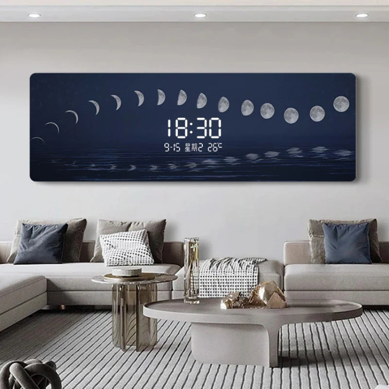 Starry Sky Digital Wall Clock with LED Display - Modern Bedroom, Living Room, Office Decor - Easy to Read Time at Night for Kids and Adults