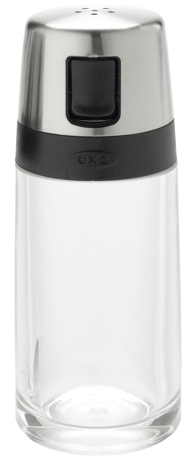 OXO Good Grips Clear & Silver Salt Shaker with Pour Spout - Premium Kitchen Salt and Pepper Dispenser for Cooking, Dining & Table Setting