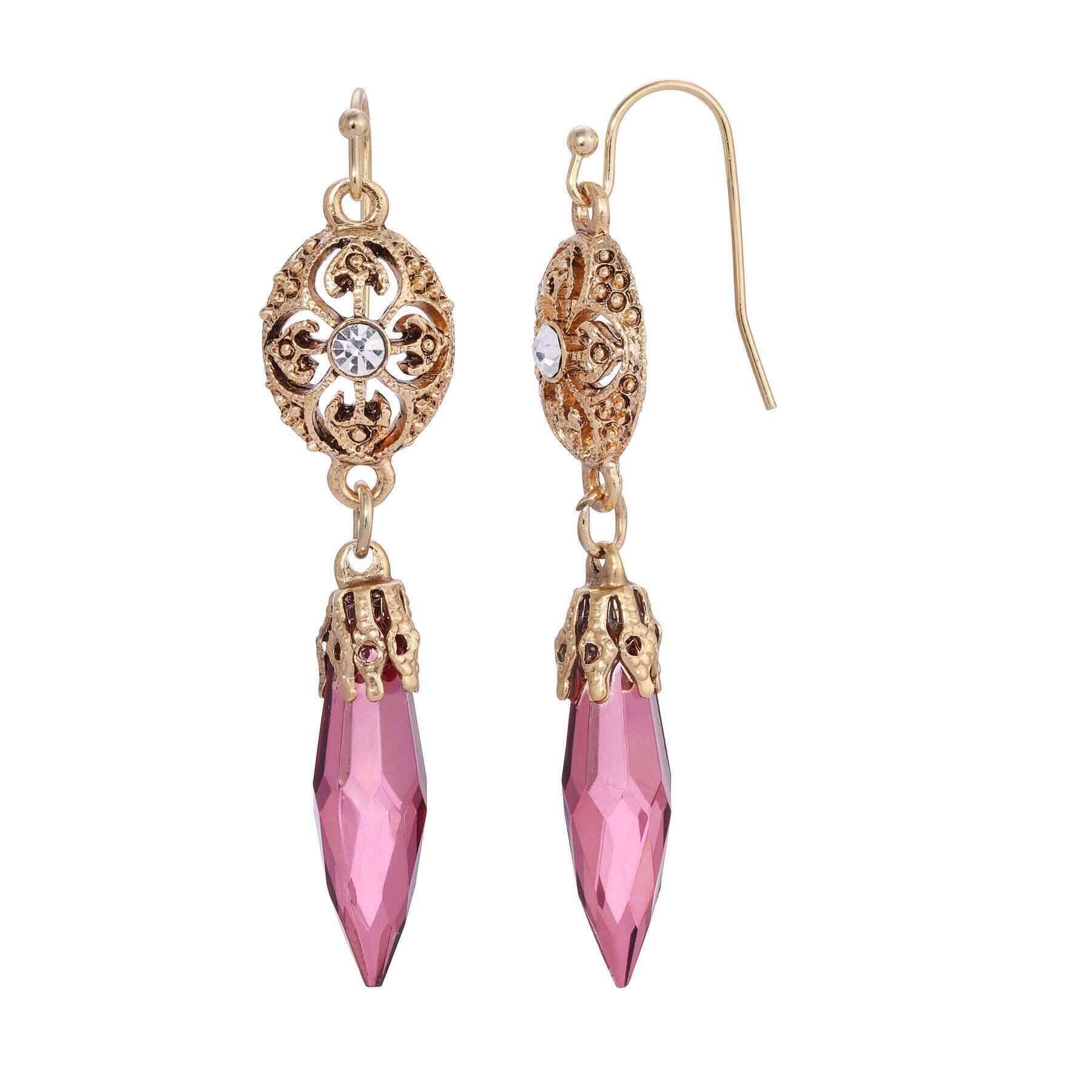 1928 Jewelry Icicle Drop Oval Filigree Crystal Accent Drop Earrings - Vintage Style Dangle Earrings for Women - Perfect for Weddings, Parties & Evening Events