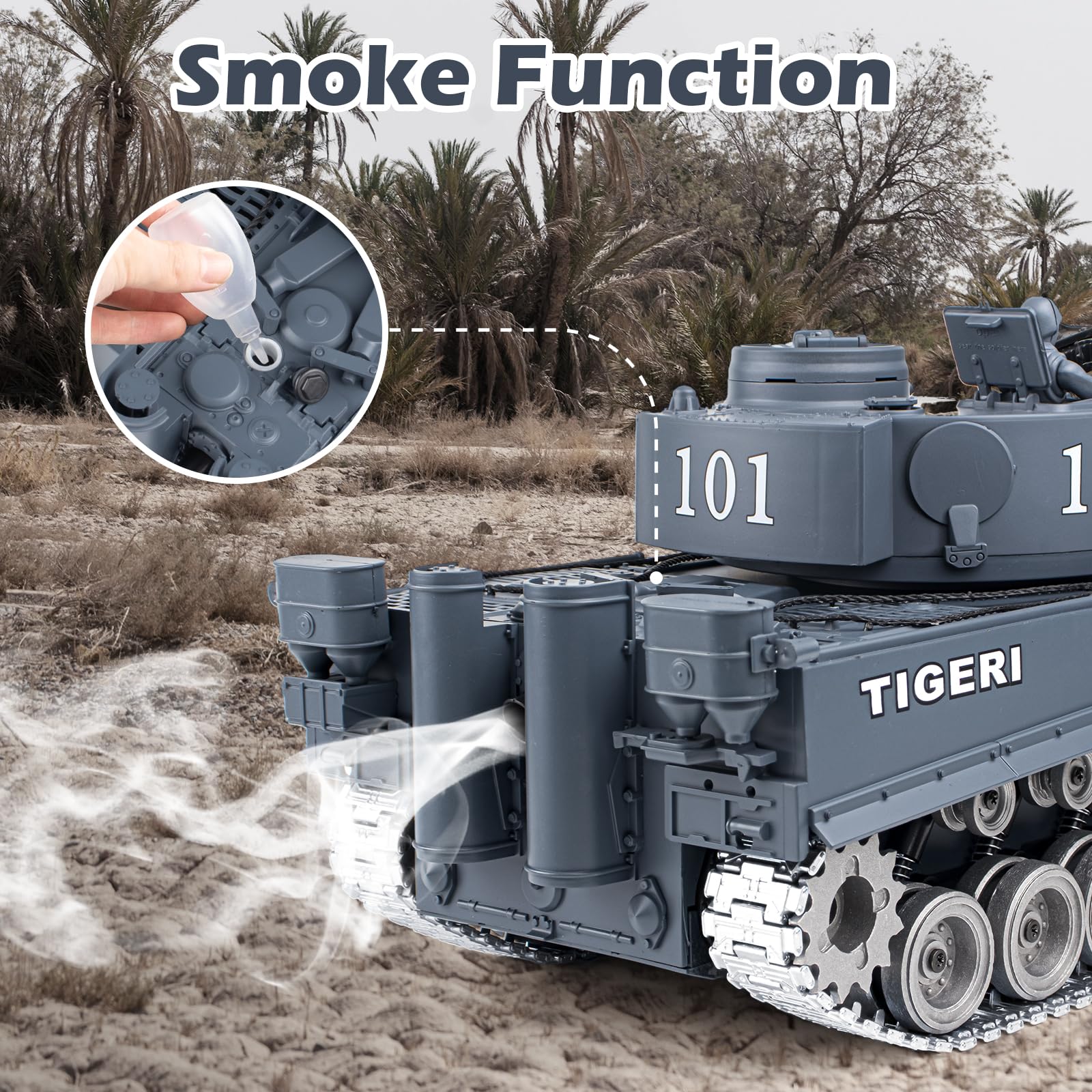 1:18 Scale German Tiger I Alloy Metal RC Tank - 2.4GHz Remote Control Military Model with Realistic Smoke, Sound & Lights | Shoots BBs & Water Bombs | Fun Battle Toy for Adults & Kids | Perfect for Outdoor Play, Backyard Battles & Collectors Display