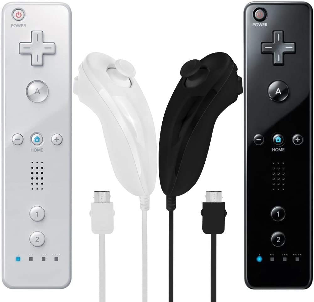 ANTCOOL Wii Nunchuck Controller 2-Pack - Compatible with Wii & Wii U - for Gaming & Fitness