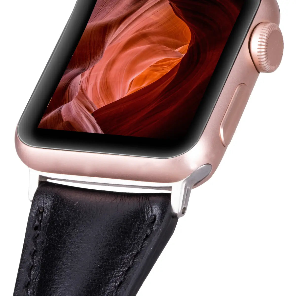 Premium Black Leather Slim Apple Watch Band - Stylish & Comfortable Replacement Strap for Work, Gym & Everyday Wear