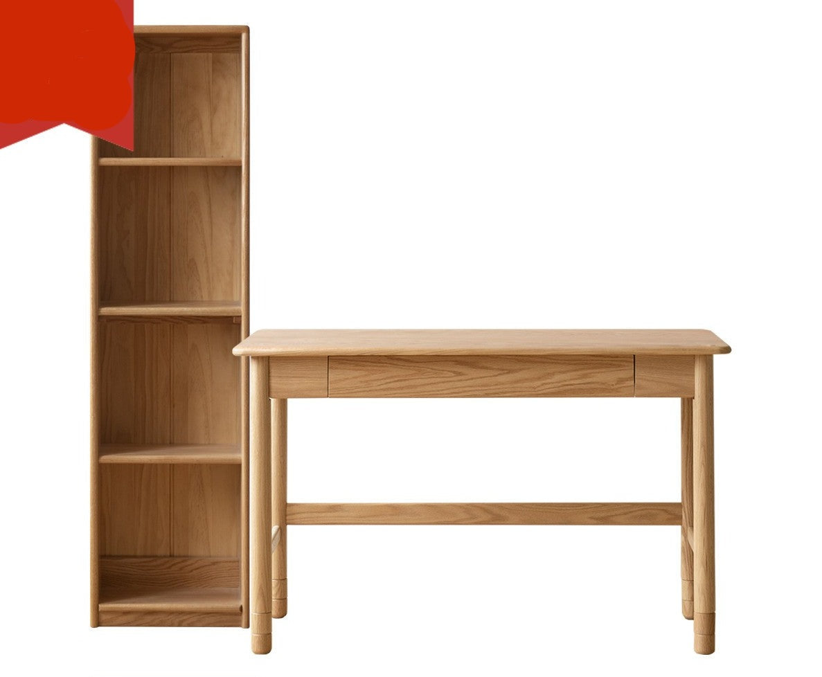 Solid Oak Wood Adjustable Height Kids Study Desk with Bookshelf - Perfect for Homework, Reading & Organizing in Bedroom or Playroom