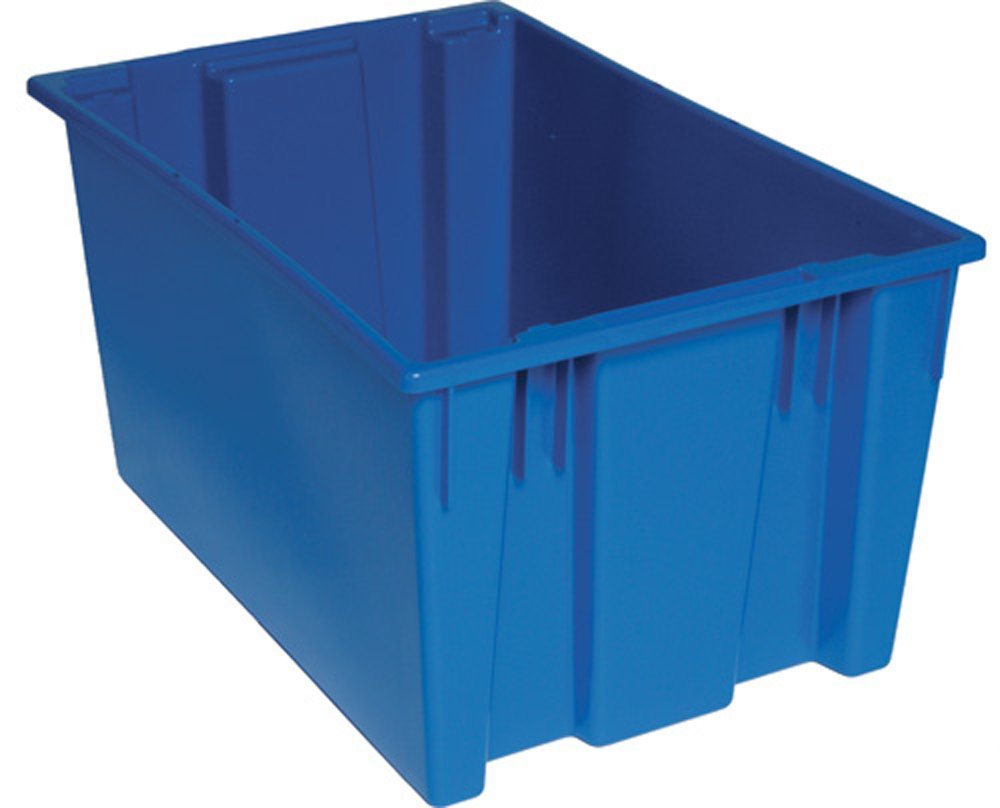 Quantum SNT300BL Stackable Nesting Totes - Set of 3 Blue Plastic Storage Bins (29.5
