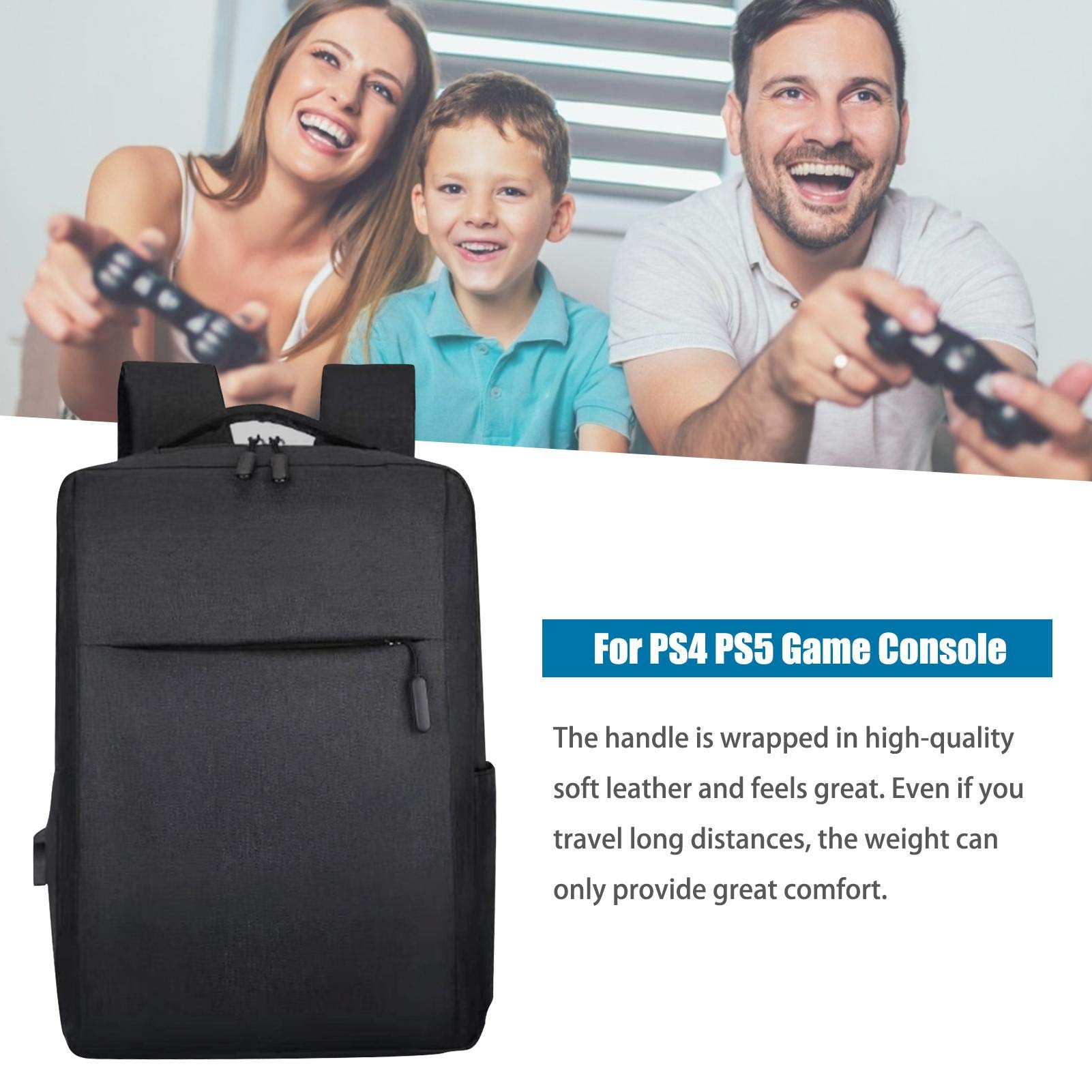 LIMENTAR PS5 Travel Backpack - Waterproof Nylon Gaming Case with USB Charging Port for Playstation 5/PS5 Slim/PS4 Pro - Protective Storage for Console, Controllers & Accessories (Black) - Perfect for Travel, Commuting & Gaming Events