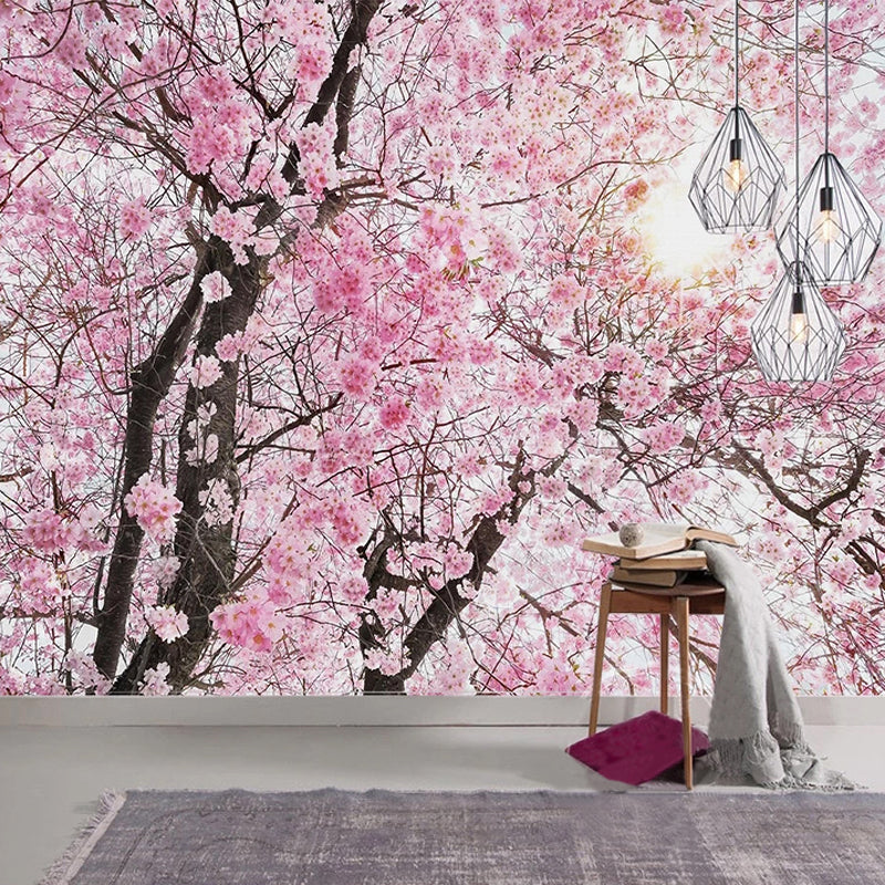Pink Flowers Wallpaper Mural - Self-Adhesive Peel & Stick Wall Decor for Bedroom, Living Room, Nursery | Easy to Install & Removable | Perfect for Home, Office & Dorm Room Makeover