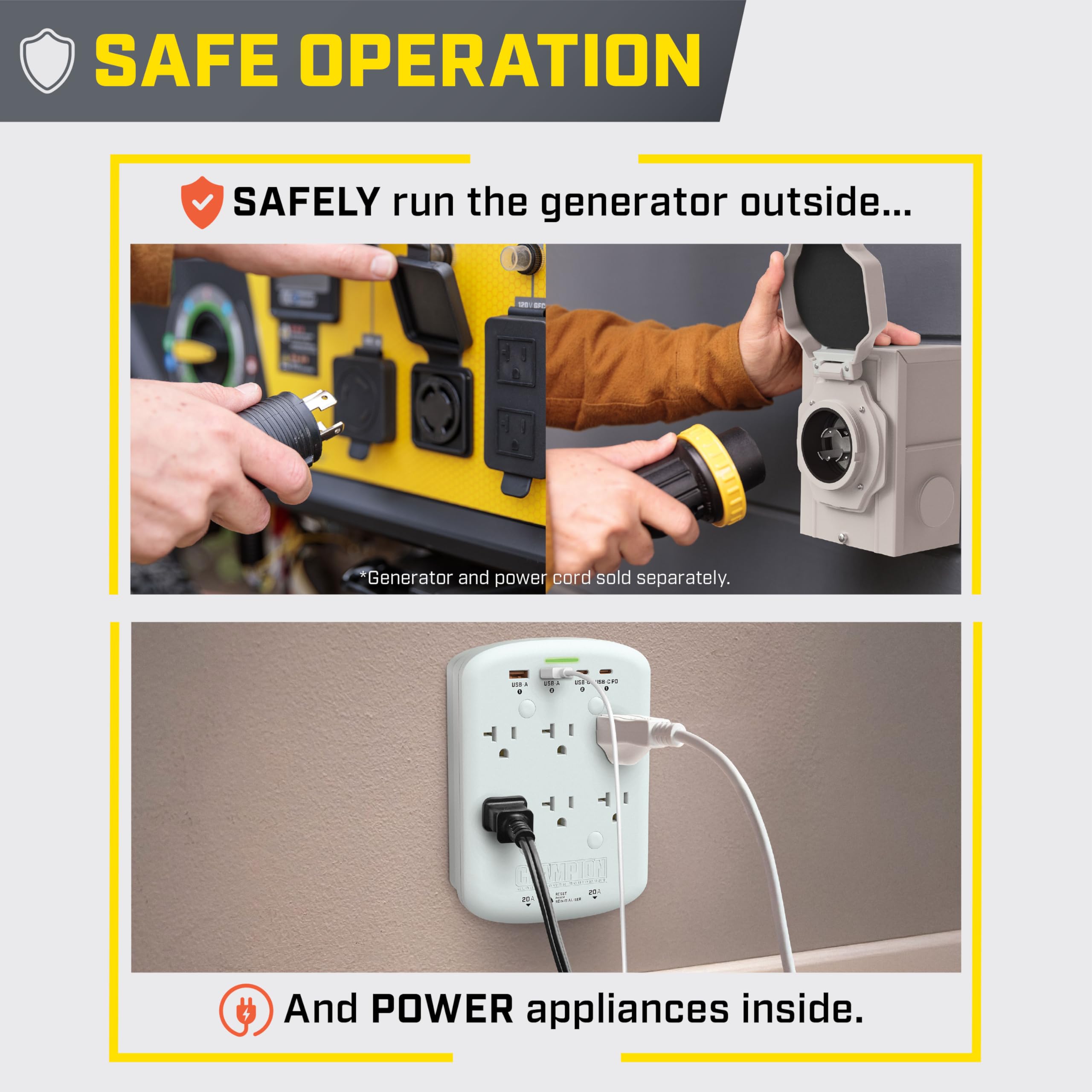 Champion Power Equipment 30-Amp Through Wall Generator Kit with Weatherproof Power Inlet Box - Backup Power Solution for Home, RV & Emergency Use