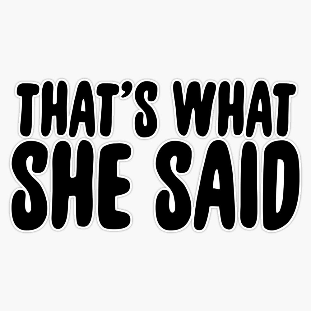 Funny 'That's What She Said' & Sarcastic Meme Vinyl Bumper Sticker - Waterproof 5 Inch Decal for Cars, Laptops & Water Bottles - Perfect for Pranksters & Office Humor