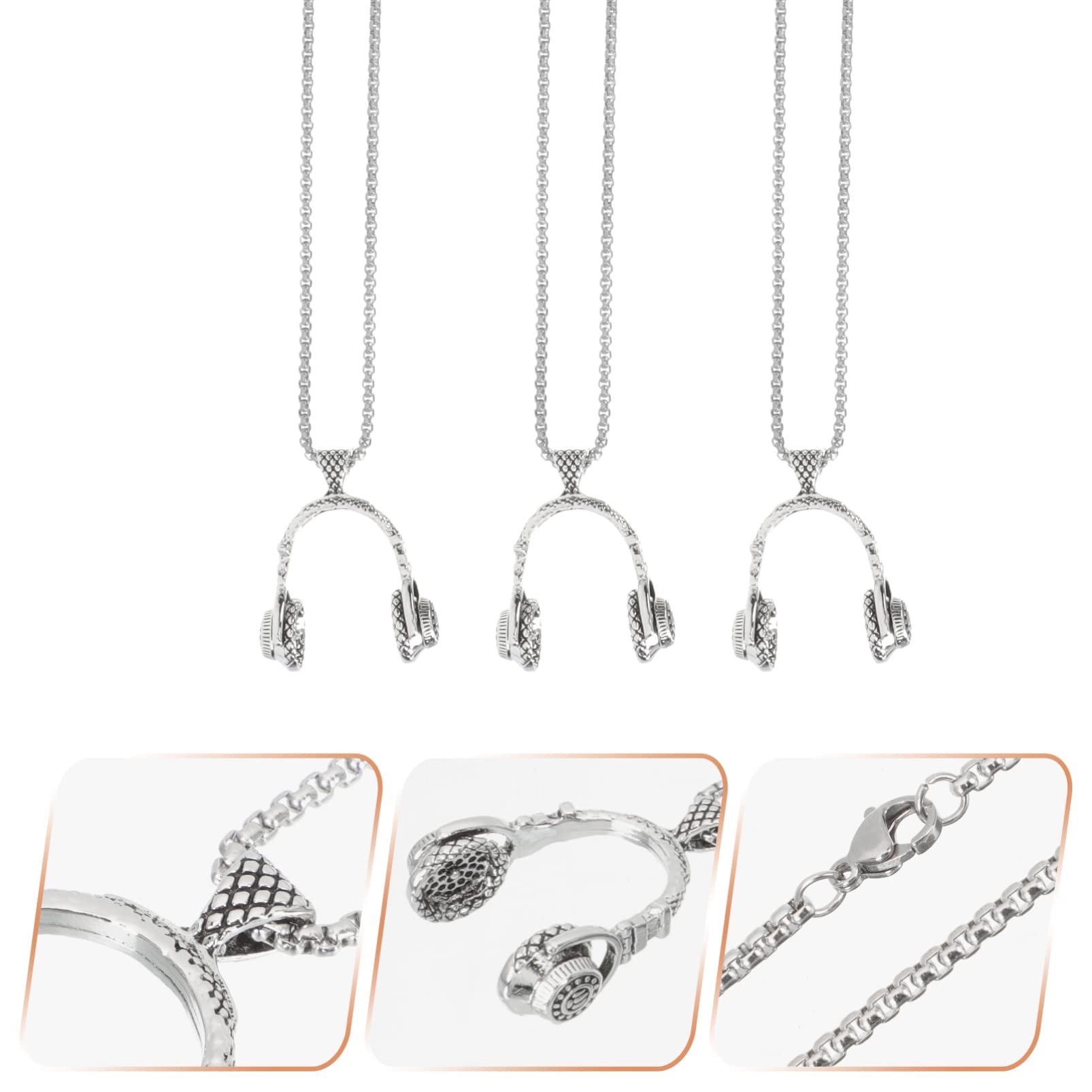 PACKOVE 6 Pcs Headset-Shaped Pendant Necklace Set - Couples Matching Clavicle Chains, Simple & Fashionable Jewelry Gift for Him & Her - Perfect for Valentine's Day, Anniversary & Romantic Dates