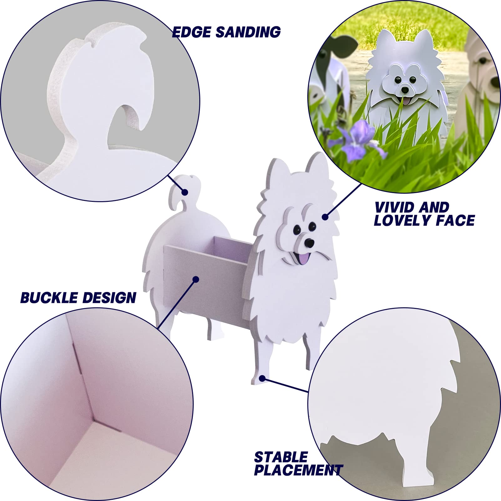 Cute PVC Dog Planter Pots - Cartoon Pet Pomeranian Flower Pot for Succulents, Cactus & Air Plants | Indoor/Outdoor Garden Decor, Home Office Desk Decor Gift Idea