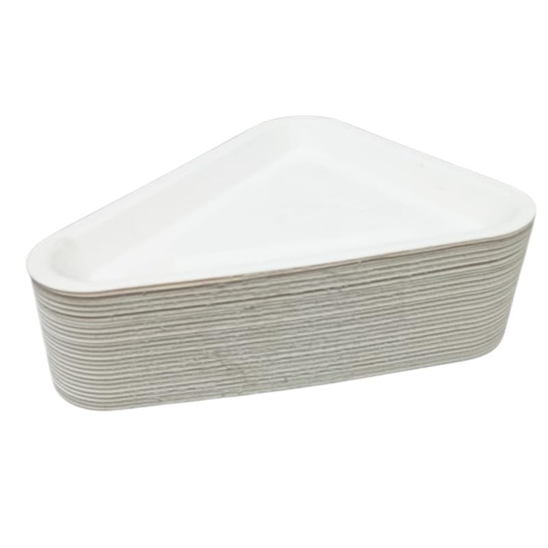 Eco-Friendly 5 Inch Disposable Paper Plates - 50 Pack, Triangle White Sugarcane Plates for Cake, Snacks & Desserts | Perfect for Parties, Picnics & Catering Events