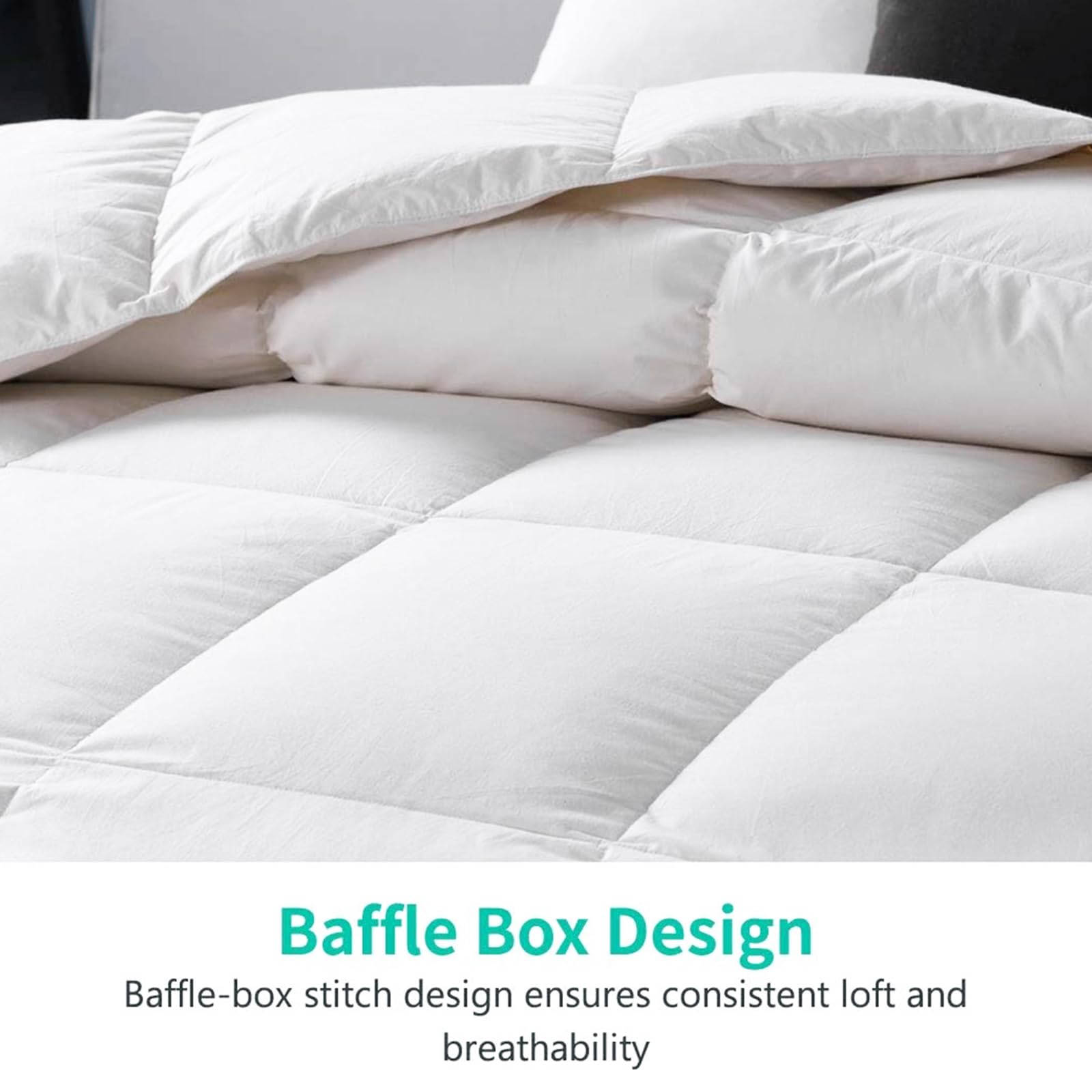 APSMILE Premium Fluffy Heavyweight Down Alternative Comforter - 100% Organic Cotton, High Fill Power, All-Season Warmth (Ivory White, 68x90) - Perfect for Winter Bedding, Guest Rooms & Cozy Nights