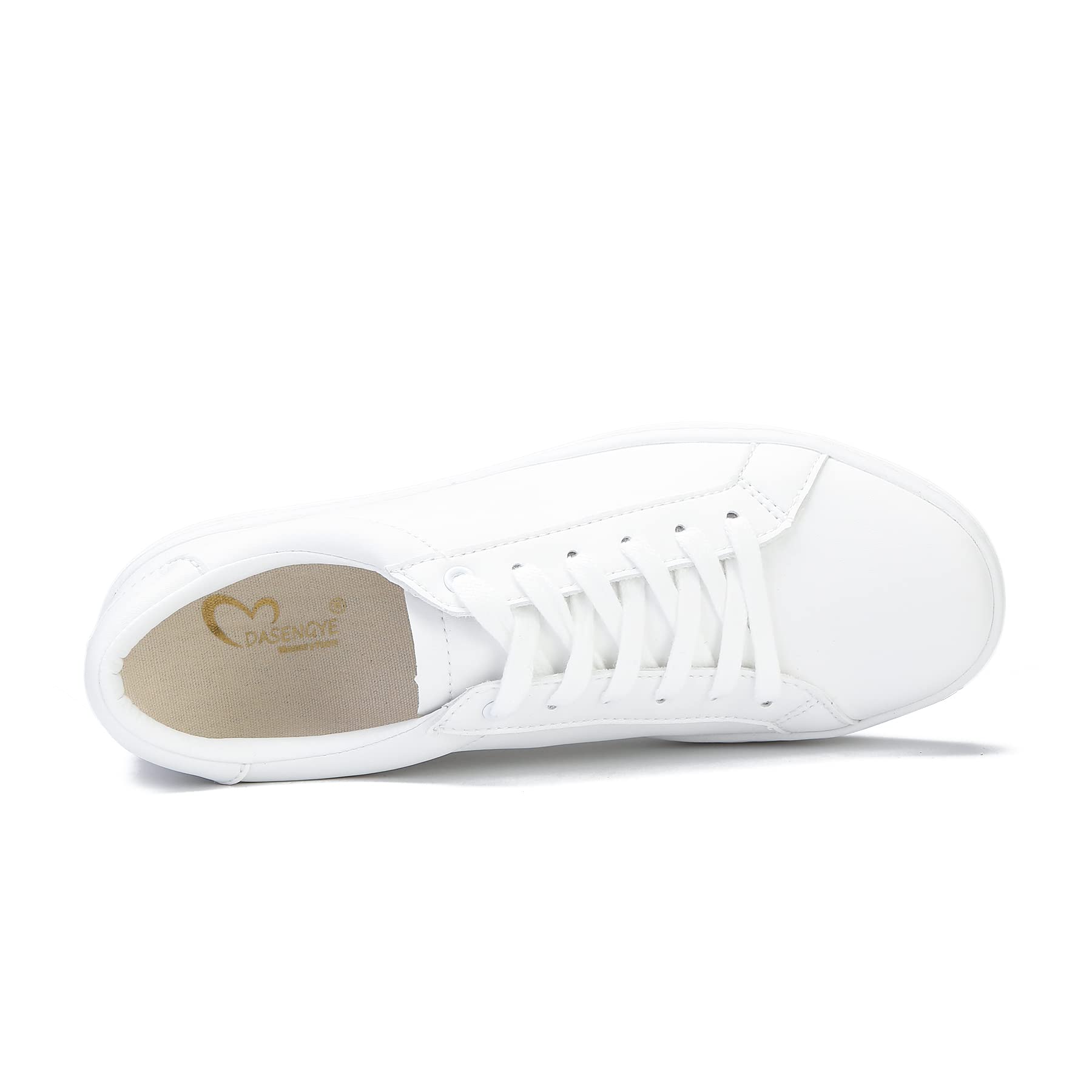 Non-Slip White Women's Fashion Sneakers - Microfiber Leather Walking Shoes with Memory Foam for Comfort | Perfect for Work, Gym & Casual Wear