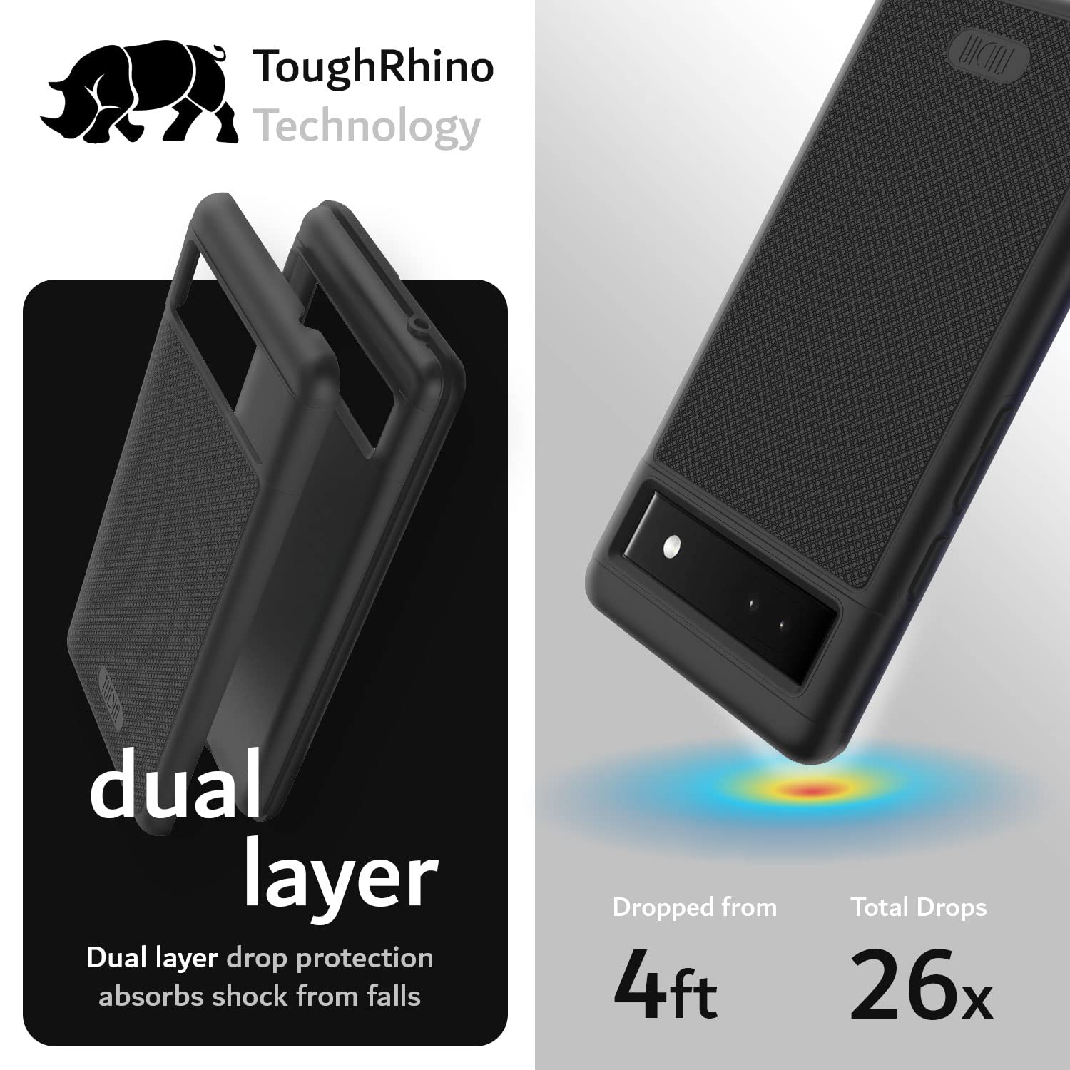 Military Grade Shockproof Google Pixel 6a Case (2022) | TUDIA MergeGrip Dual Layer Protective Phone Cover | Drop Tested, Non-Slip Slim Design - Matte Black | Perfect for Outdoor Activities, Construction Work & Daily Protection