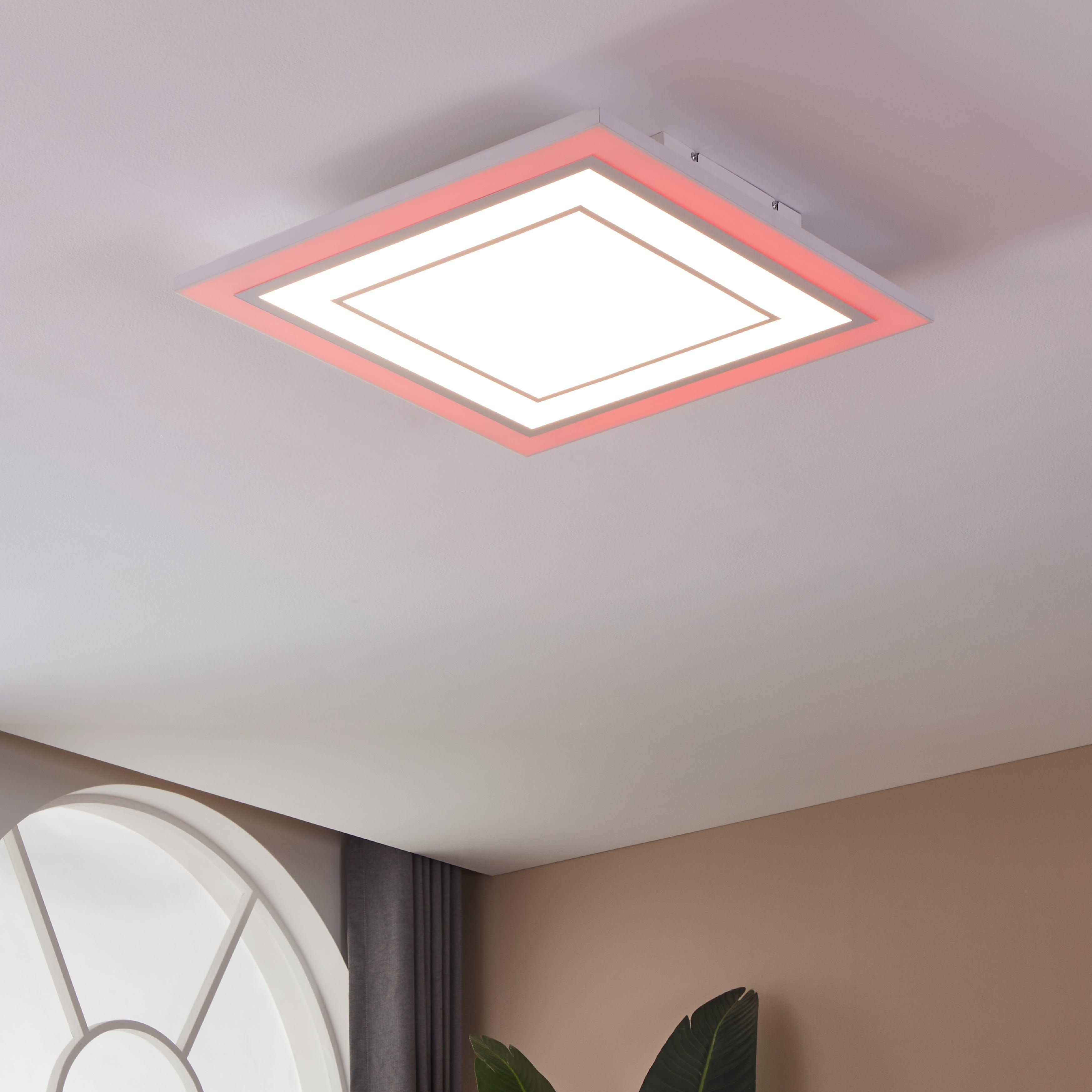 Eglo Albarca 23.2 Inch White Square LED Ceiling Flush Mount Light - Modern & Energy Efficient for Living Room, Bedroom, or Kitchen