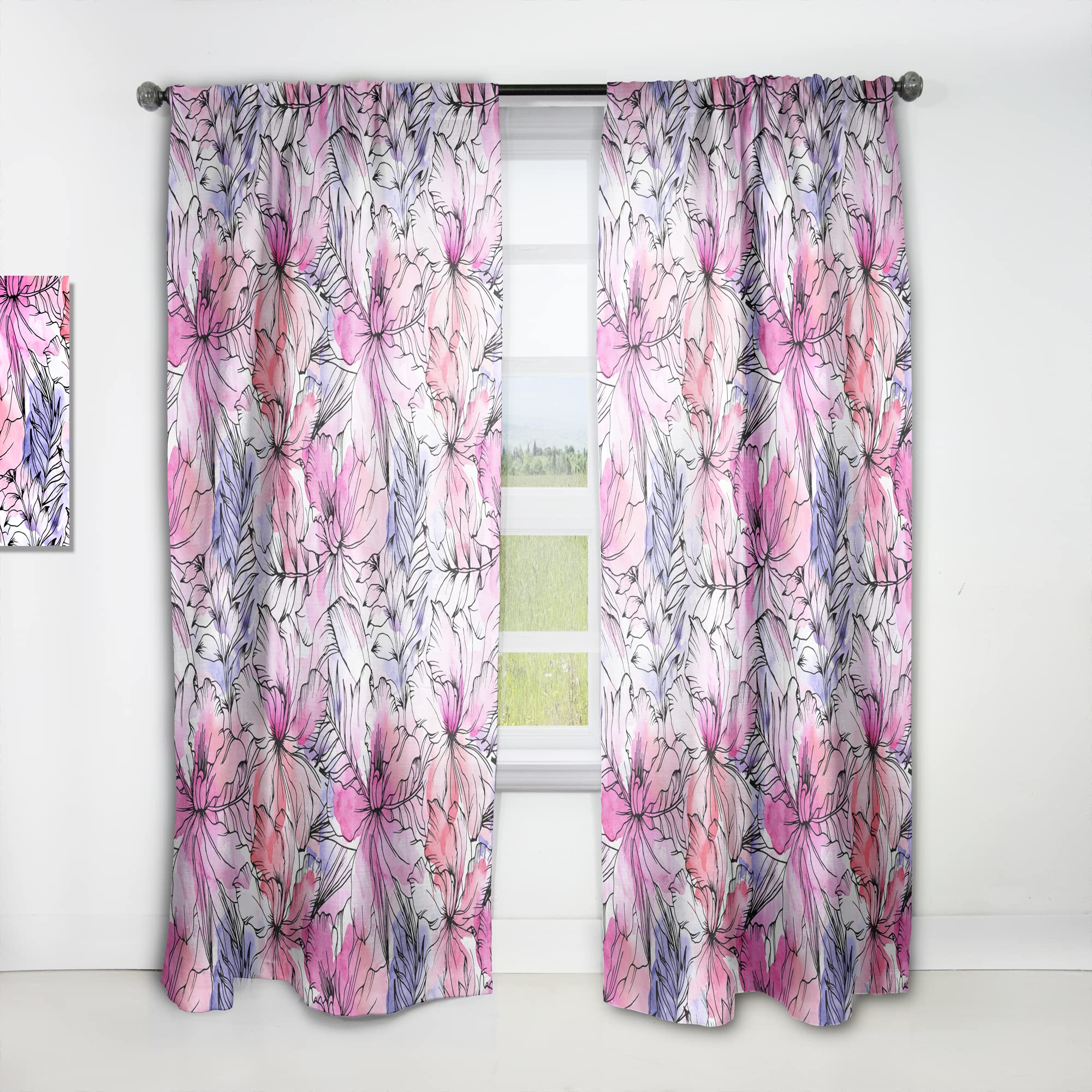 Floral Pattern Thermal Insulated Curtains for Bedroom & Living Room - 52x108 Single Panel Window Drapes - Perfect for Home Decor, Privacy & Energy Efficiency