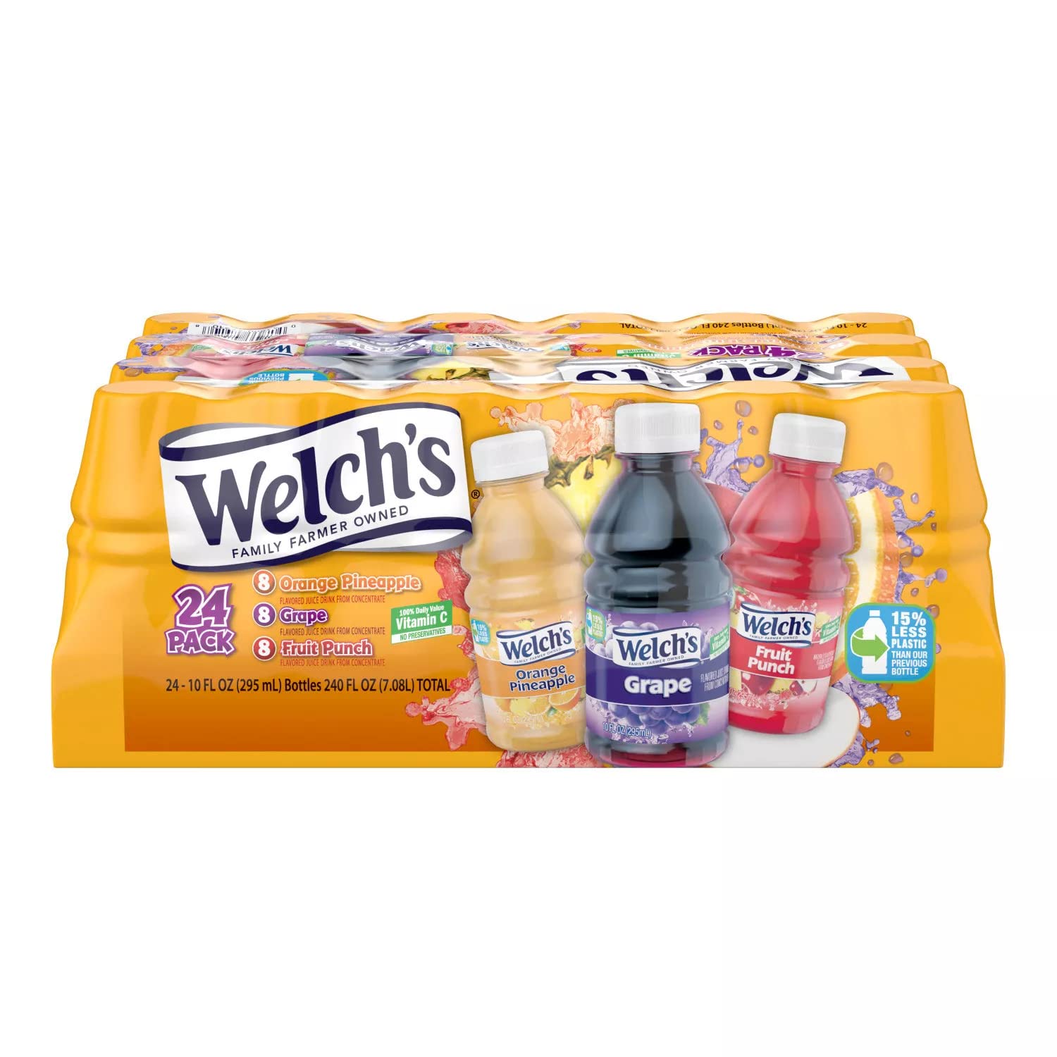 Welch's Fruit Snacks Variety Pack - Orange Pineapple, Grape & Fruit Punch - No Preservatives, High in Vitamin C - 2 Pack (10oz x 24) - Perfect for School Lunches, Office Snacks & On-the-Go Energy Boost