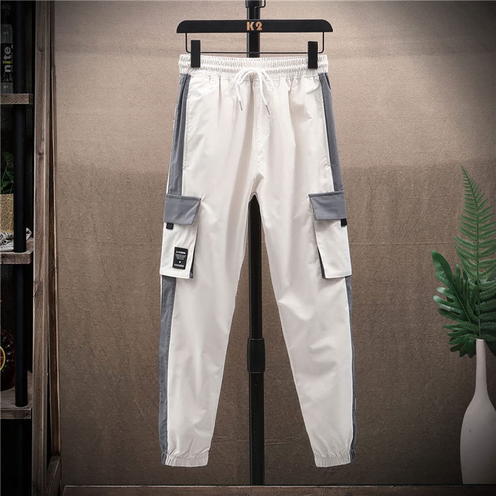 Men's Hip Hop Jogger Pants - Elastic Waist Streetwear Cargo Pants with Multi-Pockets | Punk Patchwork Design for Casual Wear, Gym & Urban Fashion