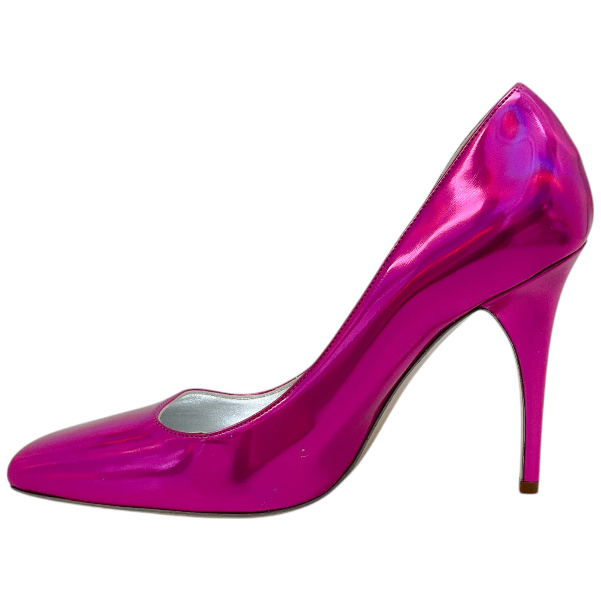 Bruno Frisoni Women's Hot Pink Holographic Leather Pumpette Pumps - Elegant High Heels for Parties, Weddings & Special Occasions