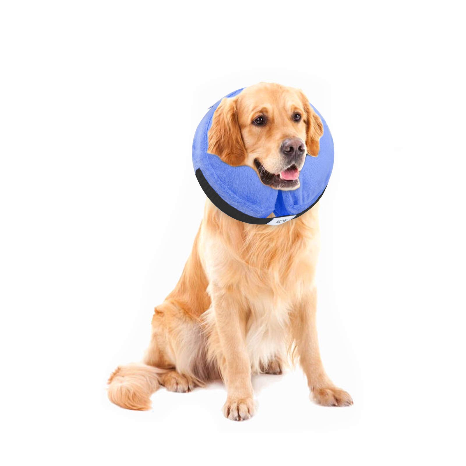 **Inflatable Dog Cone Collar - Adjustable Soft Recovery E-Collar for Post-Surgery Dogs | Prevents Licking, Scratching & Biting | Clear Visibility Design (Large, Blue) | Perfect for Wound Healing & Pet Recovery After Spay/Neuter**