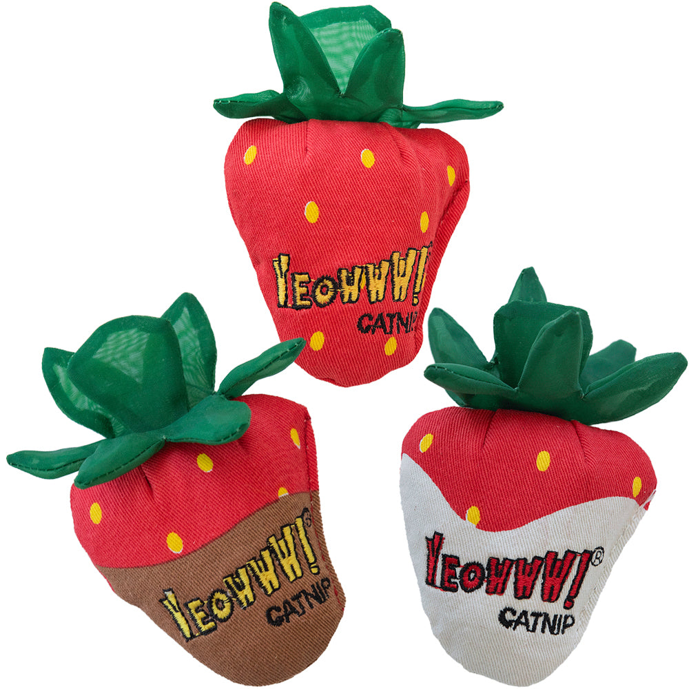 Yeowww!!! Strawberry Catnip Toys for Cats - Fun Interactive Kitten Play Toy with Organic Catnip - Perfect for Indoor Play, Training & Bonding with Your Feline Friend