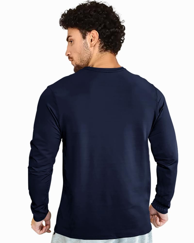 EYEBOGLER Men's Round Neck Full Sleeve Active T-Shirt | Regular Fit Cotton Tee for Gym, Running & Casual Wear