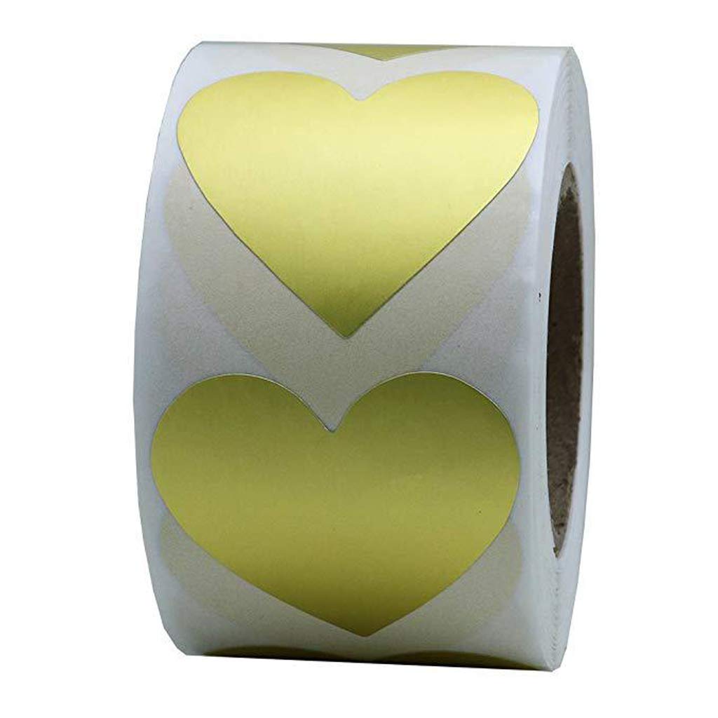 500pcs Gold Heart Stickers - Self-Adhesive Labels for Baking, Envelope Sealing, Scrapbooking, DIY, Party & Wedding Decorations - Perfect for Gift Wrapping and Craft Projects