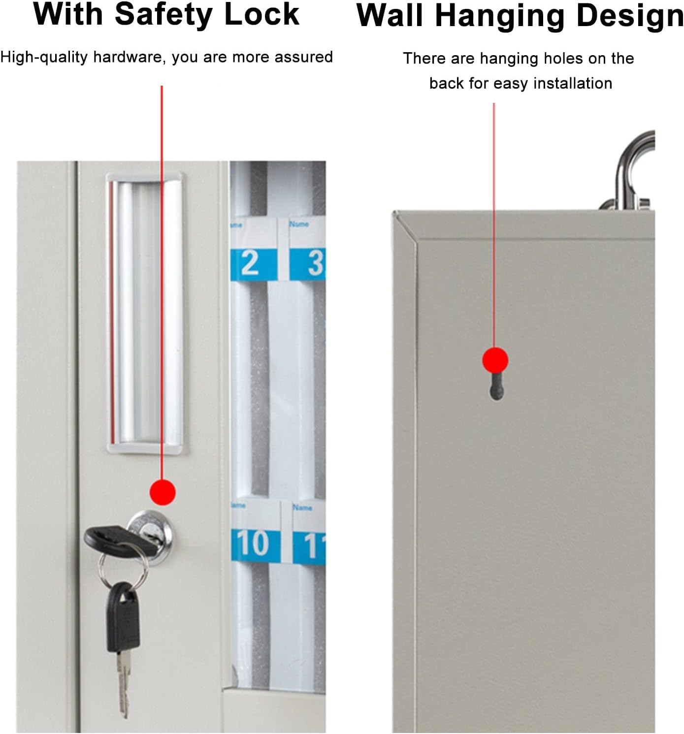 Wall-Mounted Clear Cell Phone Storage Cabinet with Lock - Silver 48