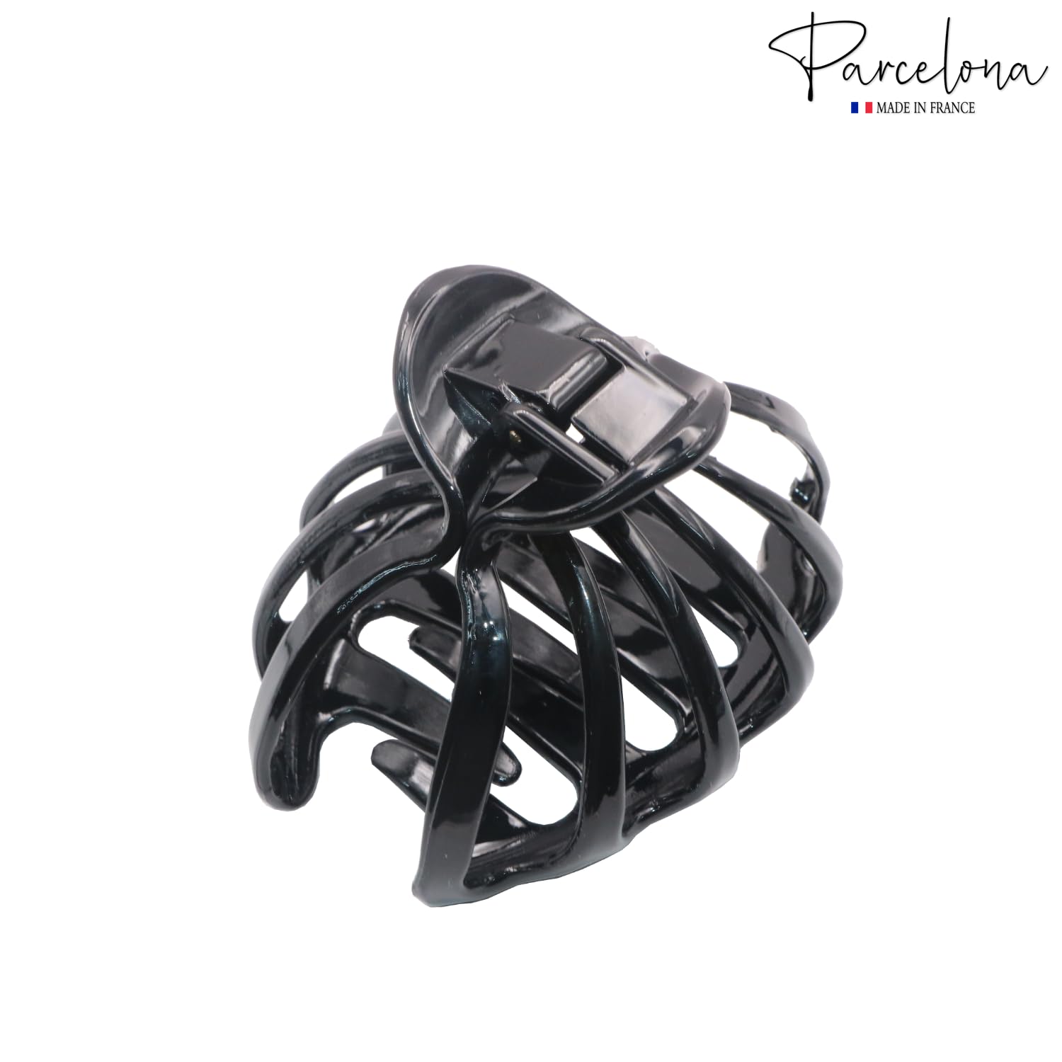 French Octopus Black Wide Flat Teeth Hair Clip - Acetate Jaw Claw Bun Cover for Women | Perfect for Boho Hairstyles, Beach Waves & Updos