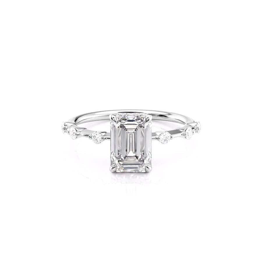 2 CT Emerald Cut Moissanite Engagement Ring for Women - Dainty Hidden Halo & Side Stones Wedding Band in 18K Gold Plated Sterling Silver - Perfect for Proposals, Anniversaries & Special Occasions