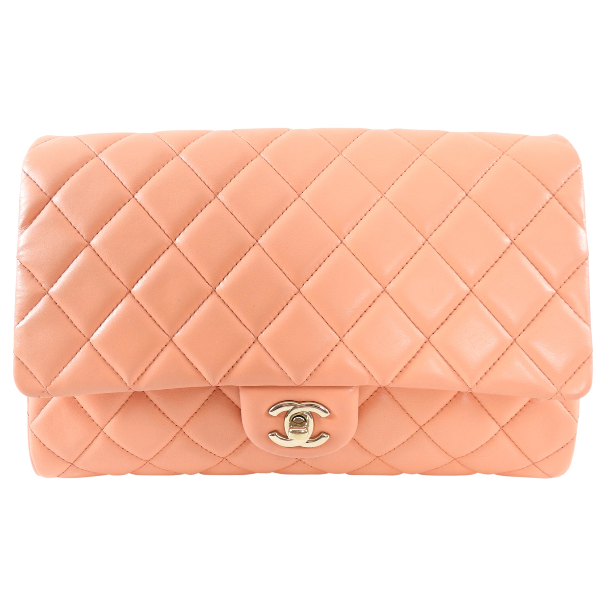 Chanel Peach Quilted Leather Timeless Chain Clutch Flap Bag - Luxury Designer Handbag for Women, Perfect for Evening Parties, Weddings & Special Occasions