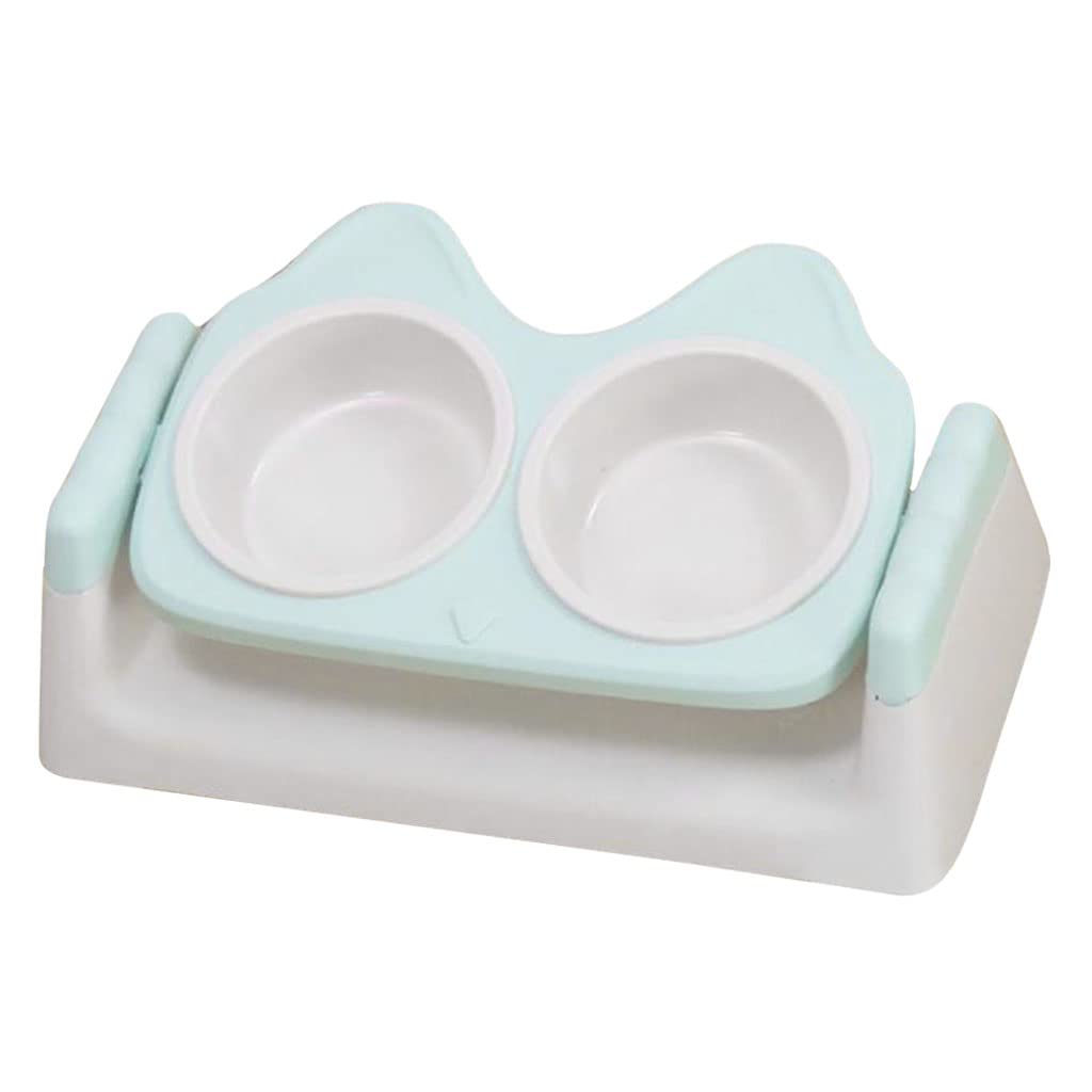 MYADDICTION Double Cat Dog Bowl - Detachable 15 Degree Tilted Pet Food & Water Dish - Anti-Slip Pet Supplies (Green) - Perfect for Kittens, Puppies & Senior Pets with Neck Pain