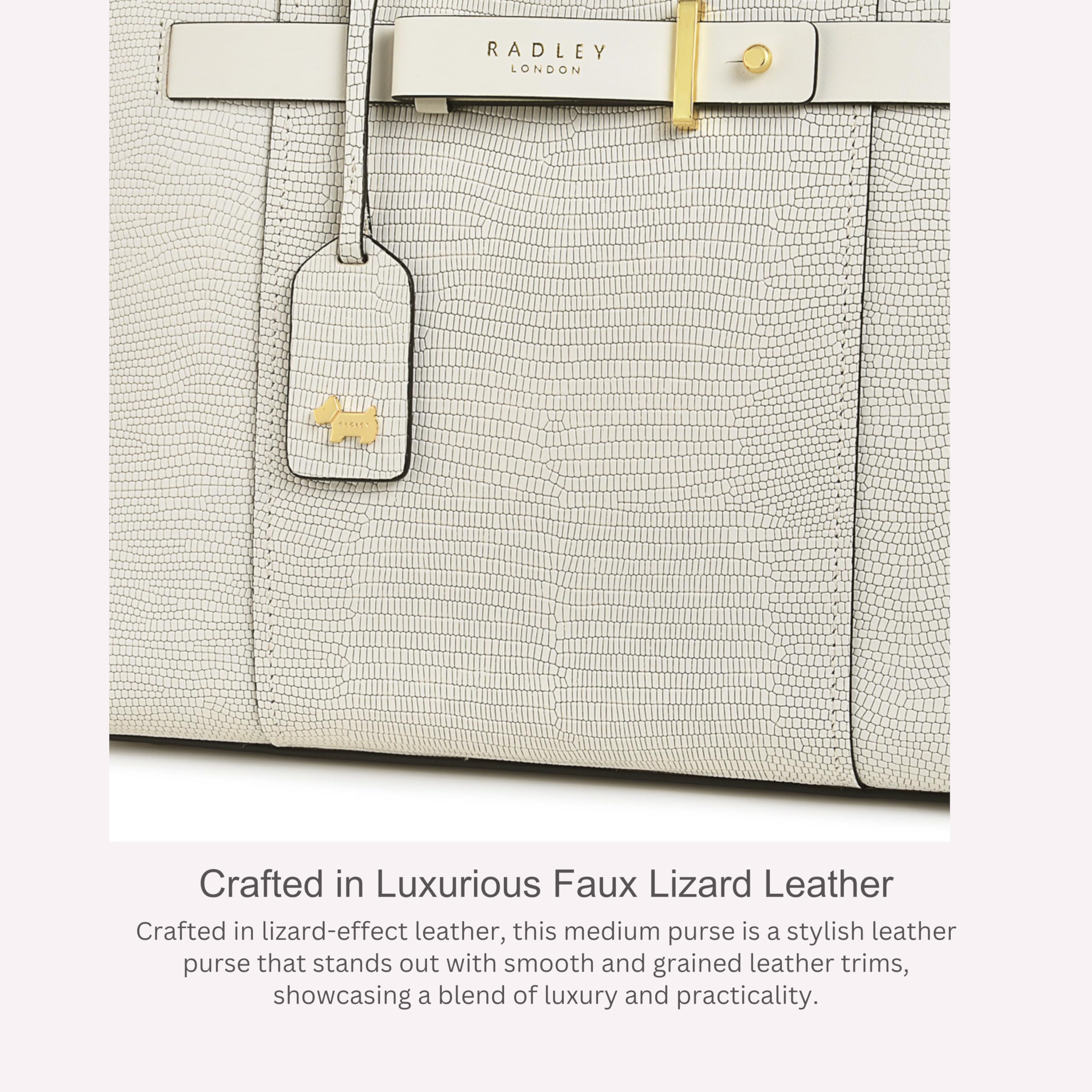 RADLEY London Islington Way Faux Lizard Medium Satchel Bag for Women - Genuine Leather Crossbody Purse with Adjustable Strap, Perfect for Work, Travel & Everyday Use