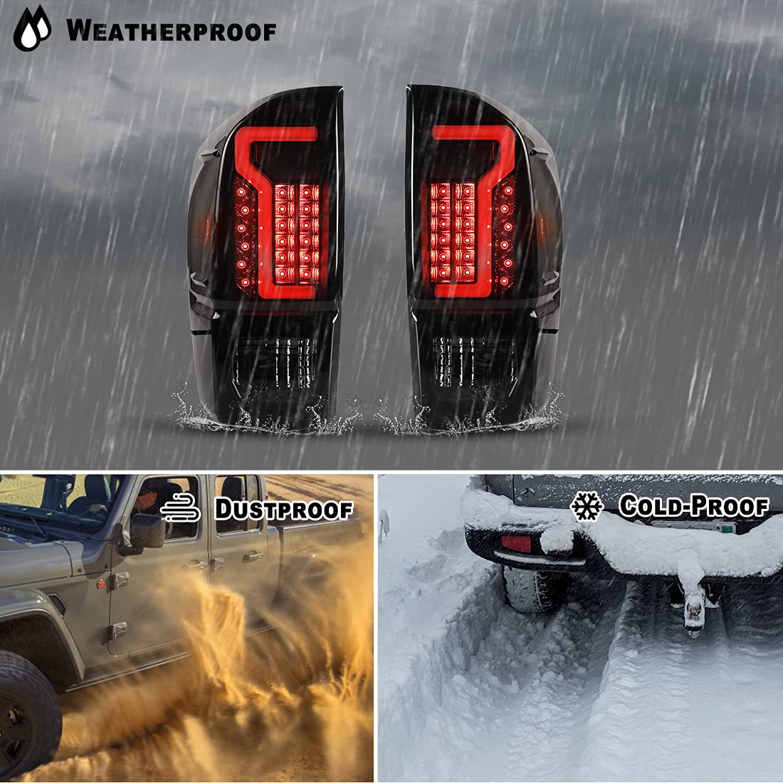 Nixon Offroad LED Tail Lights Assembly for 2016-2022 Toyota Tacoma - Smoke Lens Replacement with LED Turn Signal, Brake & Running Lights (Driver & Passenger Side) | Durable Off-Road Lighting for Night Driving & Adventure