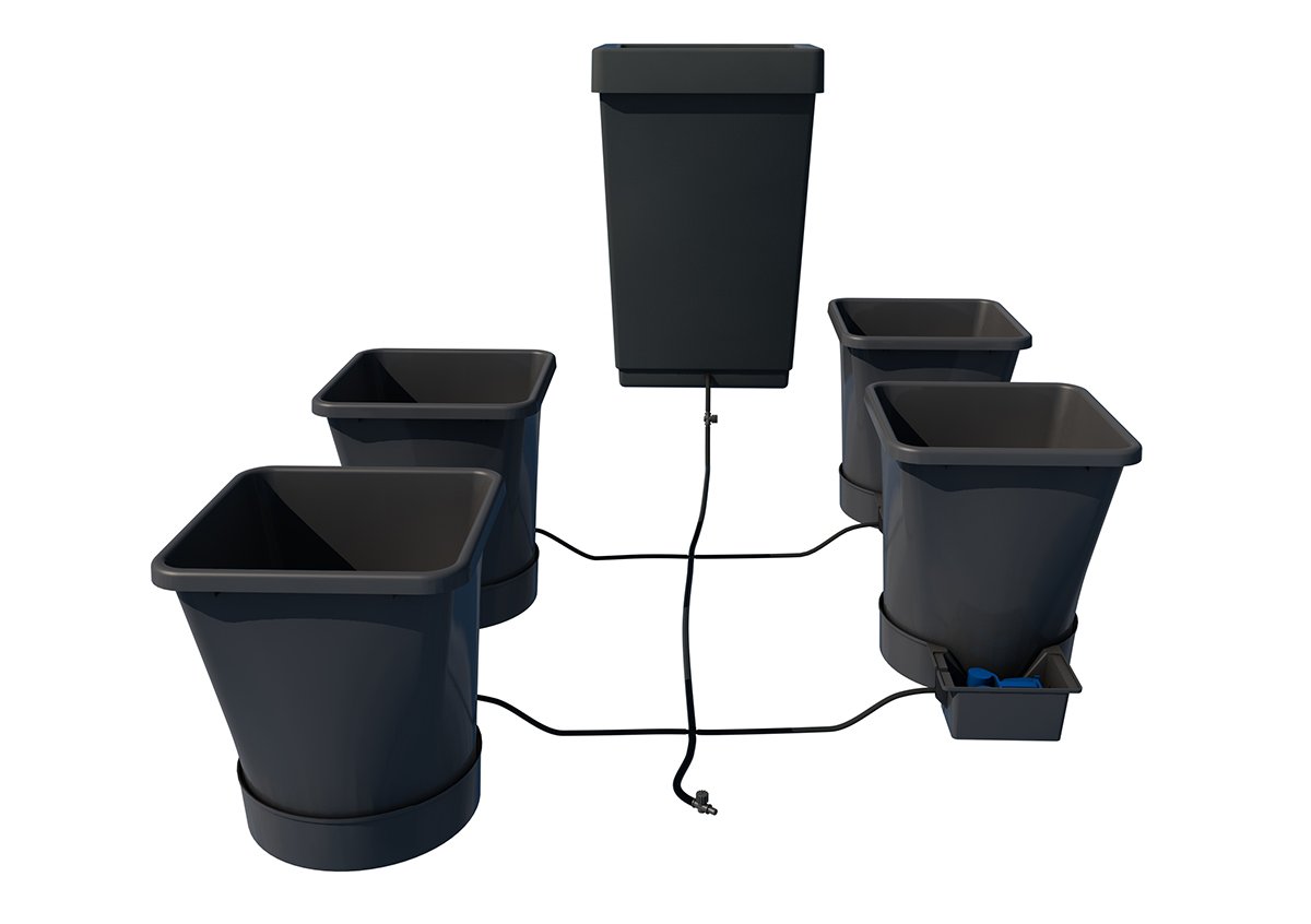 AutoPot 4 Pot XL Hydroponic System - 6.6 Gallon Plant Pots with 12.4 Gallon Water Tank - Self-Watering Gravity-Fed Indoor Garden Kit for Herbs, Vegetables & Flowers (Black) - Perfect for Home Gardening & Small Space Growing