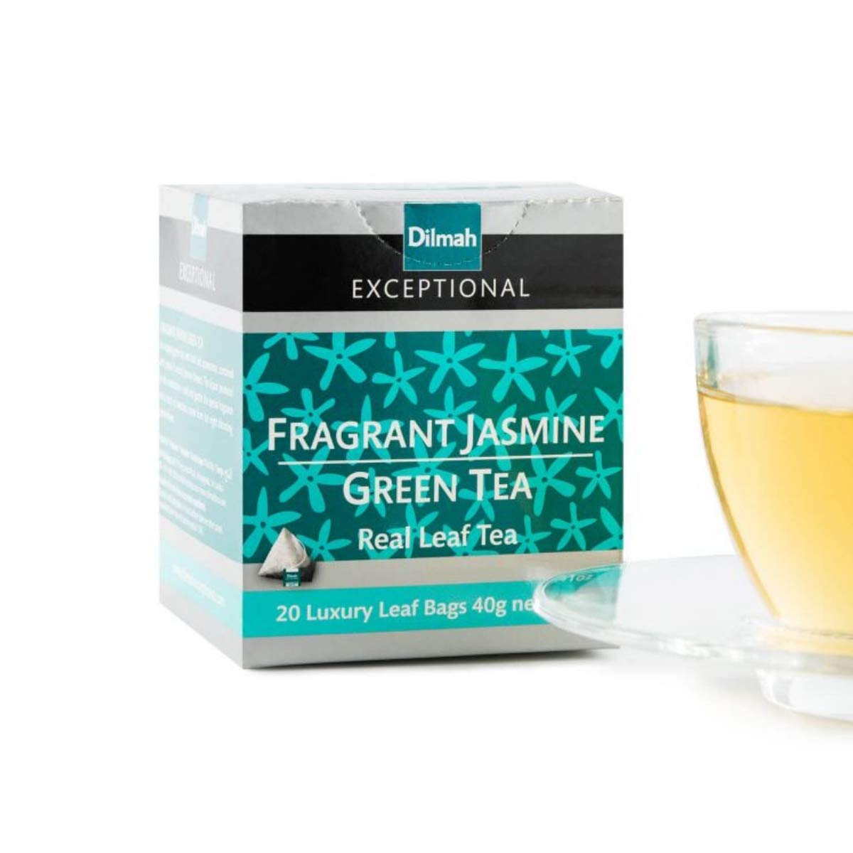 Premium Dilmah Fragrant Jasmine Green Tea - 20 Tea Bags | Pure Ceylon Tea in Luxury Leaf Bags | Perfect for Relaxation, Afternoon Tea & Gifts